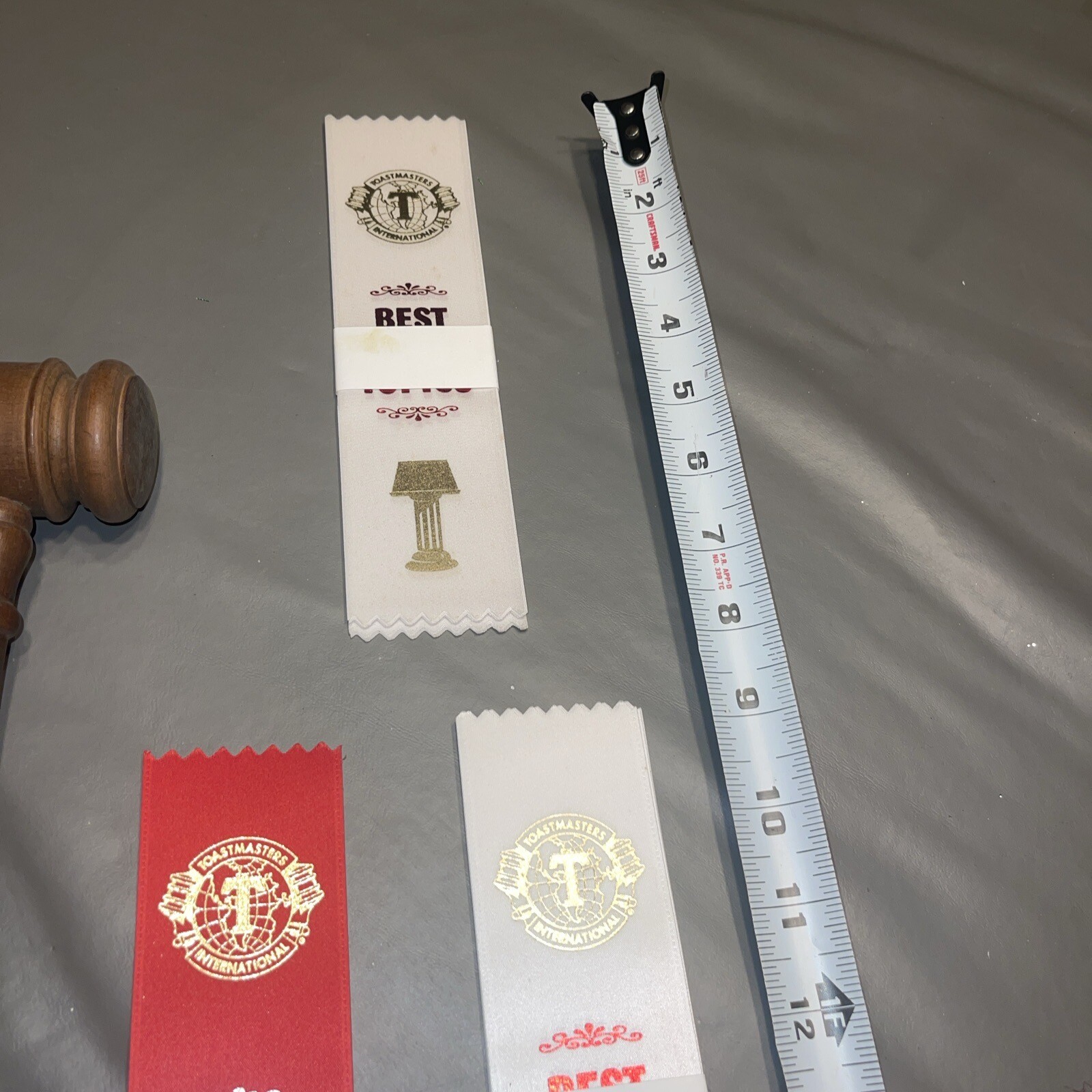 Vintage Wooden Gavel Judge/ Auction. Toast Masters International Ribbons