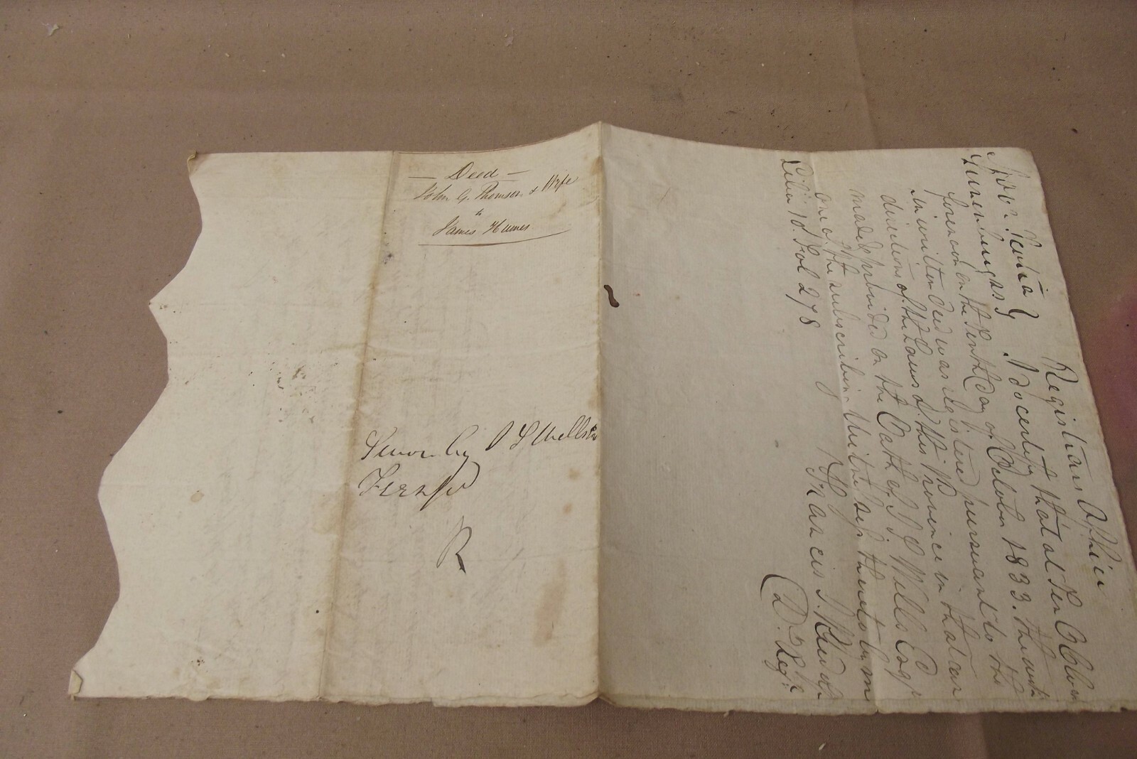 1833 Deed Thomson Hume Family Land Lunenburg Chester Nova Scotia Indenture