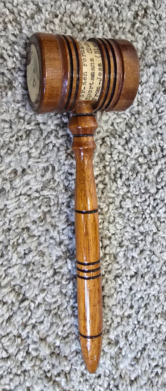 Old Vintage 1958 President Sportsman Club Wood Gavel from Blasier’s Hobby Shop
