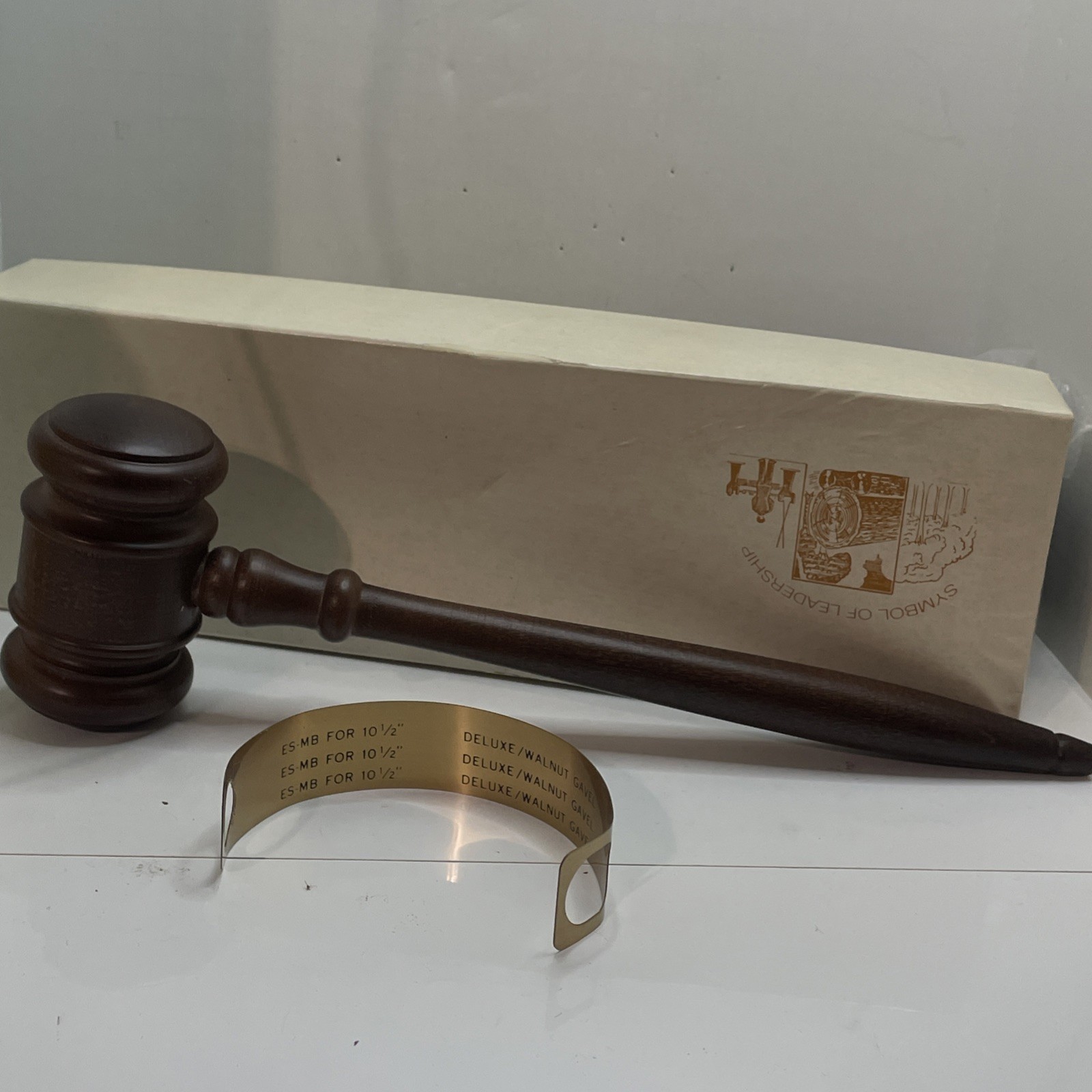 Customized Vintage Gavel made from Walnut & Brass metal Band