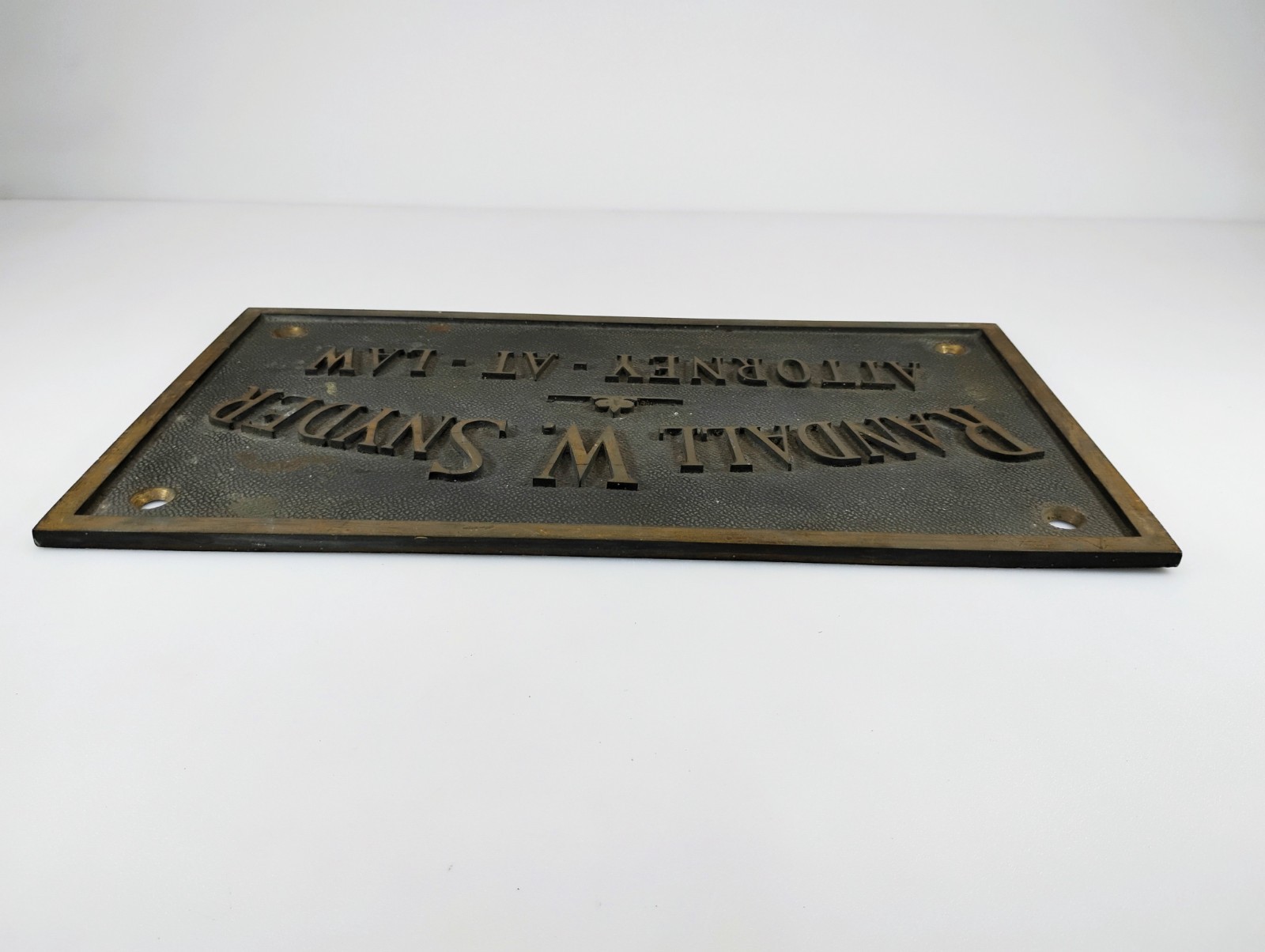 Vintage Cast Bronze Brass Attorney At Law Plaque Randall W Snyder Law Office Sig