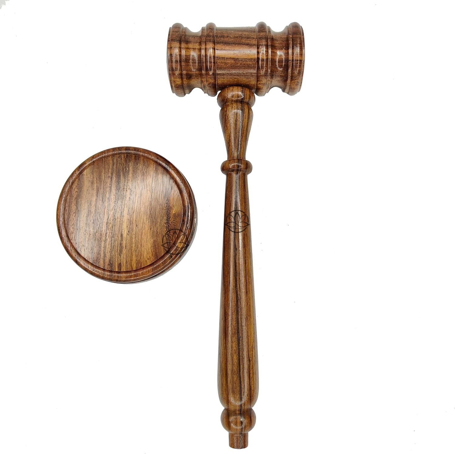 Wooden Gavel Block Set Engraved Boxed Large Blue 12 Inch Sturdy Rosewood