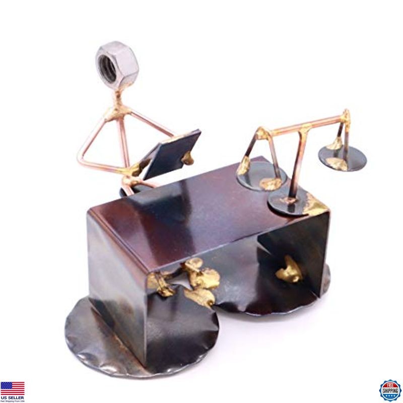 Handcrafted Metal Lawyer Figurine – Unique Welded Art Piece & Desk Accessory