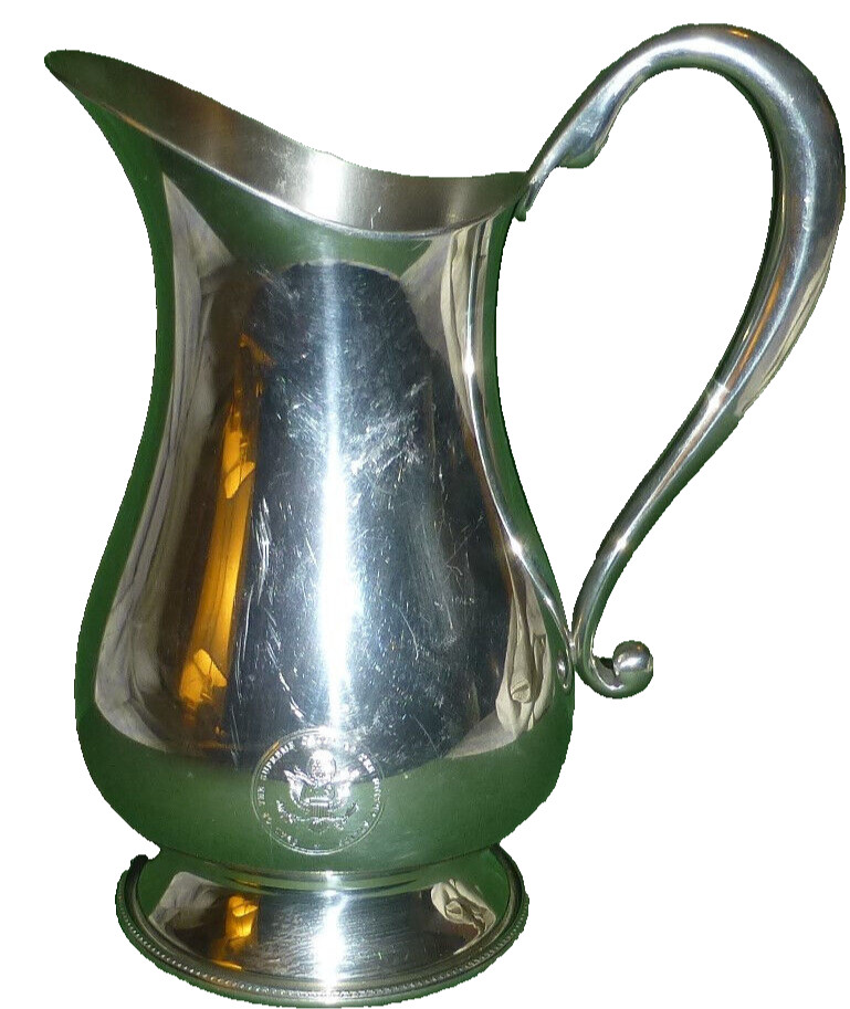 VTG Salisbury Pewter Water Pitcher Engraved United States Supreme Court Seal