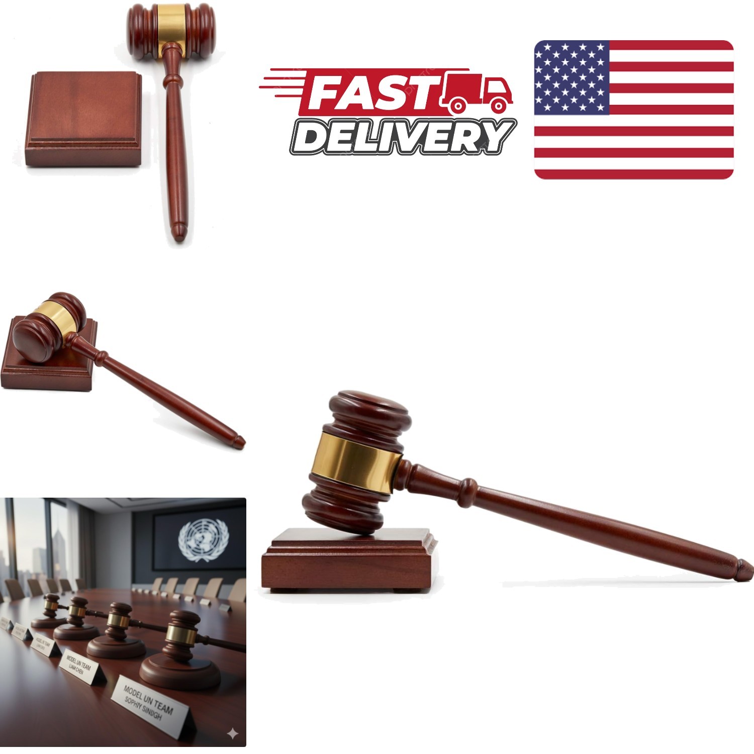 Gavel Set with Sound Block 10.25 Inch Wooden Gift for Lawyers and Organizations