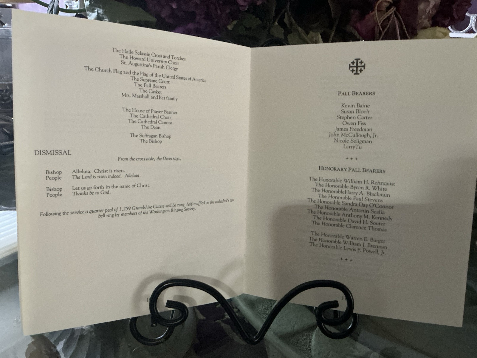 RARE THURGOOD MARSHALL ORIGINAL FUNERAL PROGRAM/OBSEQUIES (Unframed)