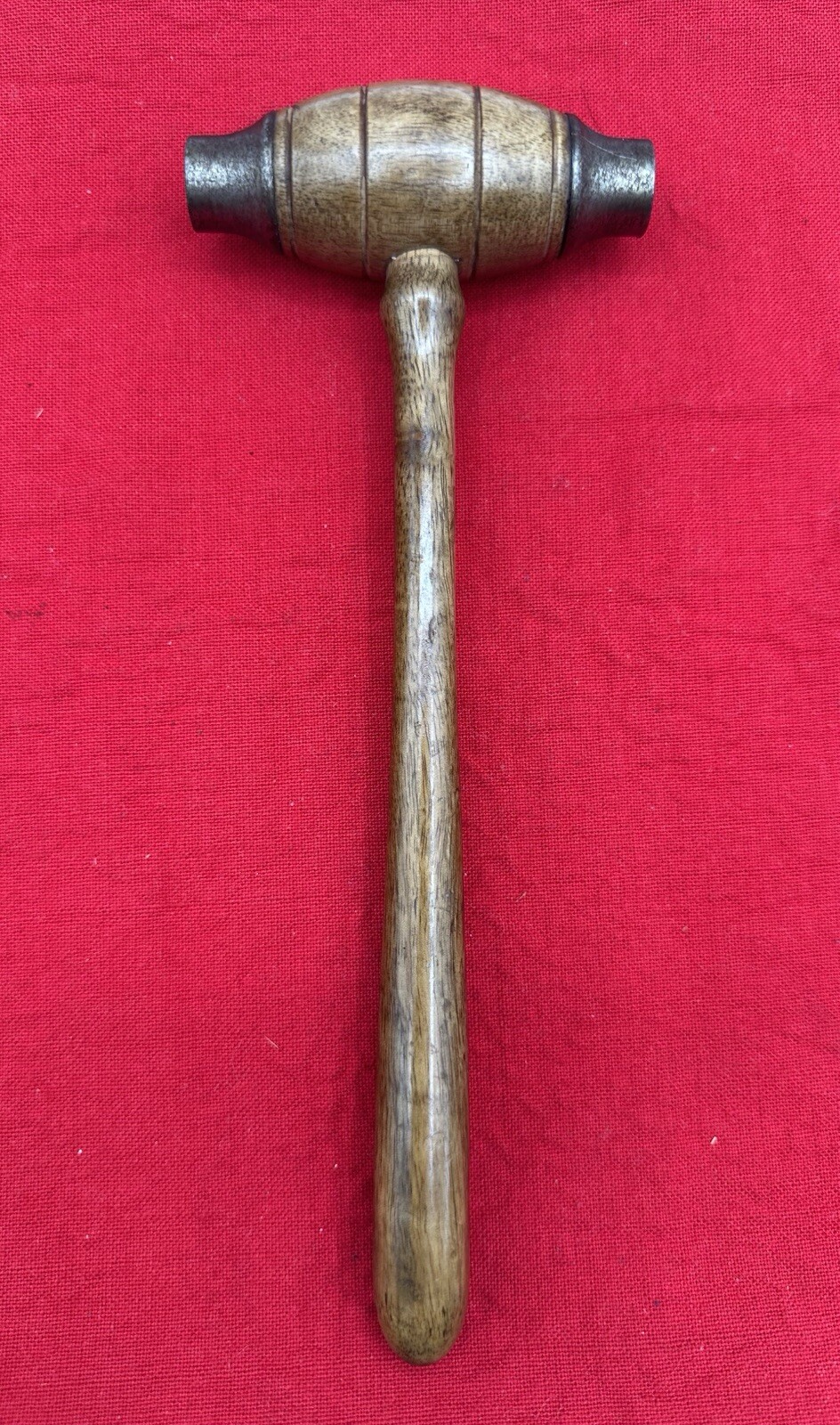 Vintage Wooden Gavel Hammer W/ Metal Ends Auctioneer 8.75”
