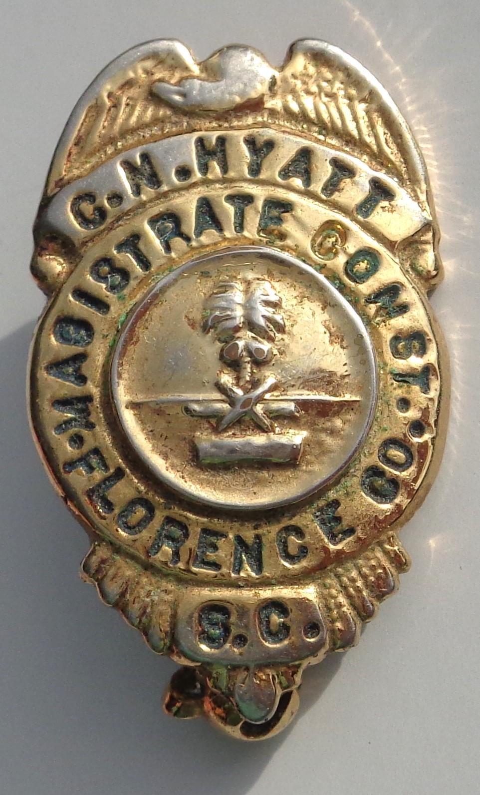Vintage Florence County South Carolina Magistrate Constable court mini badge