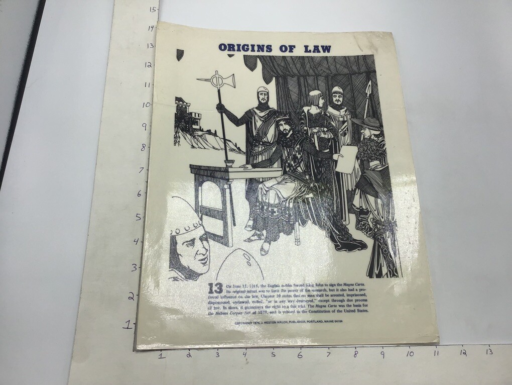 Original 1974 ORIGINS OF LAW Poster – MAGNA CARTA – J Weston Walch
