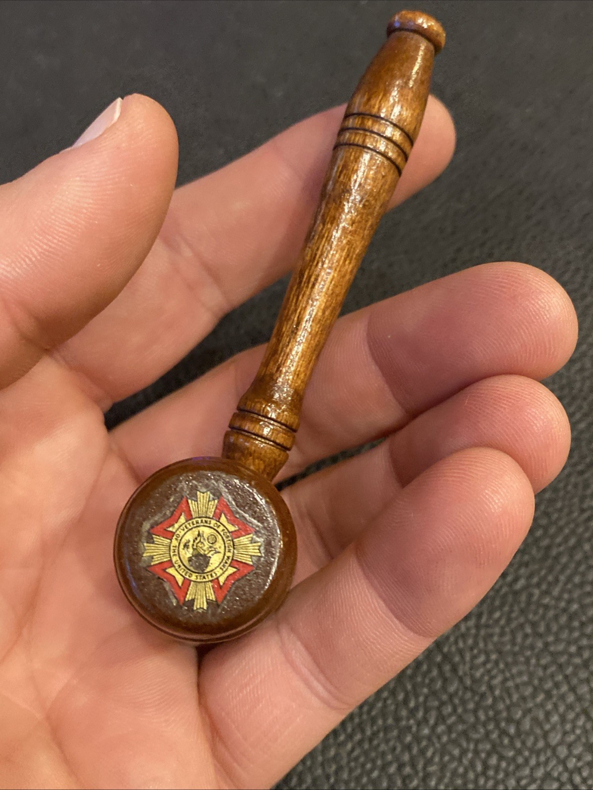 VTG 1960s VFW LOGO MINI TURNED WOOD GAVEL JUDGE’S GAVEL VETERANS OF FOREIGN WARS