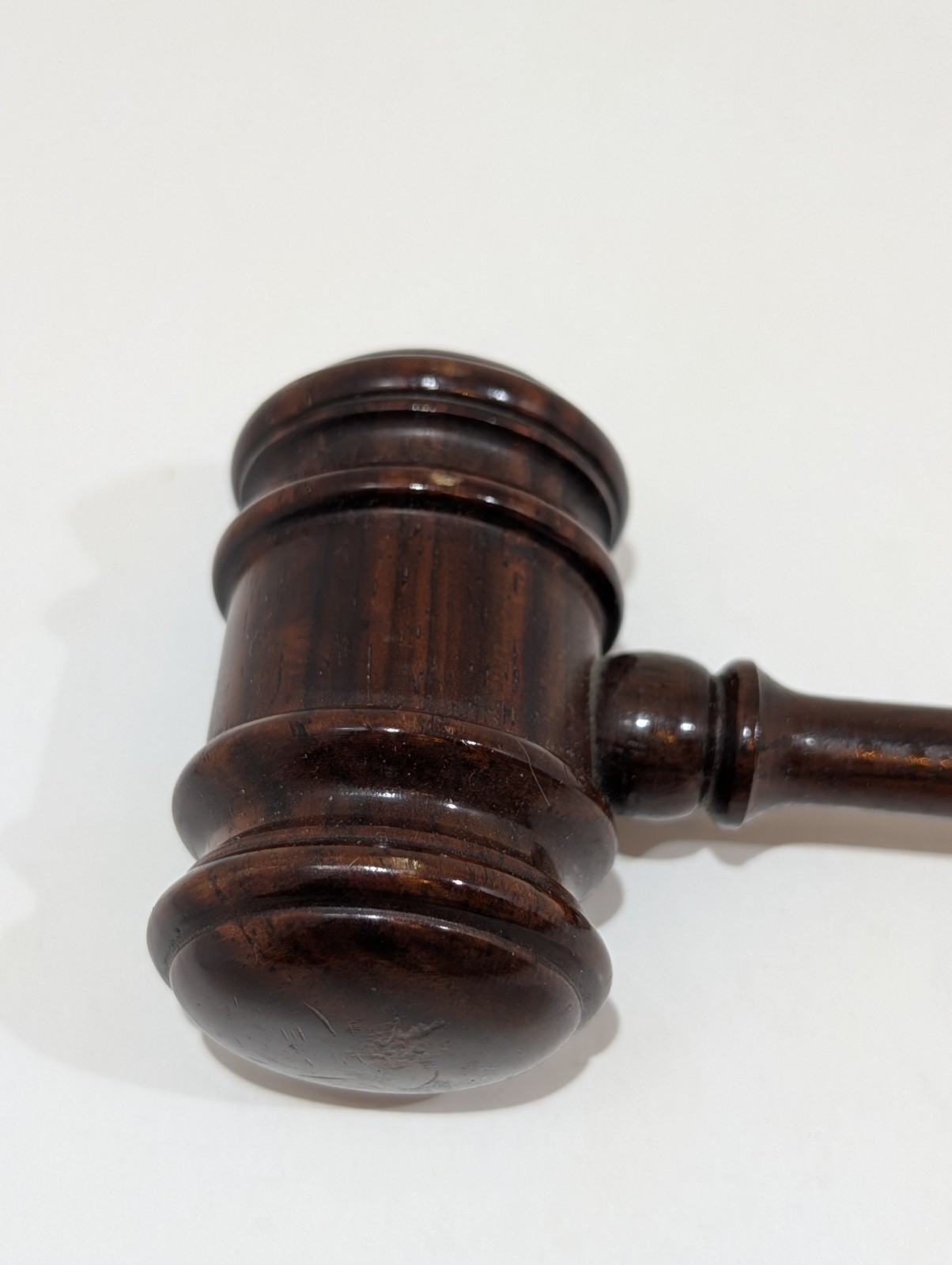 Vtg Wooden Judge Gavel Dark Cherry Brown Lawyers Collectible Mallet