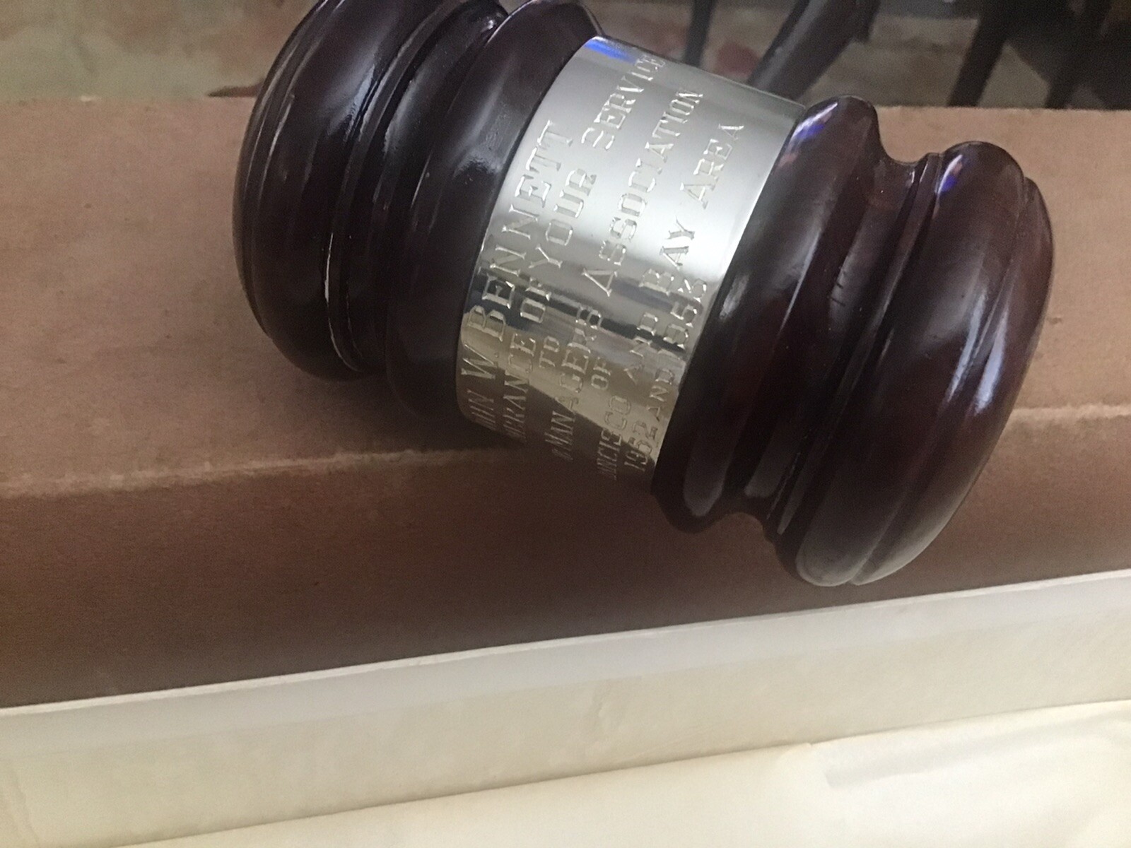 vintage sterling wooden gavel (marked 1952 and 1953 And Other Markings….)
