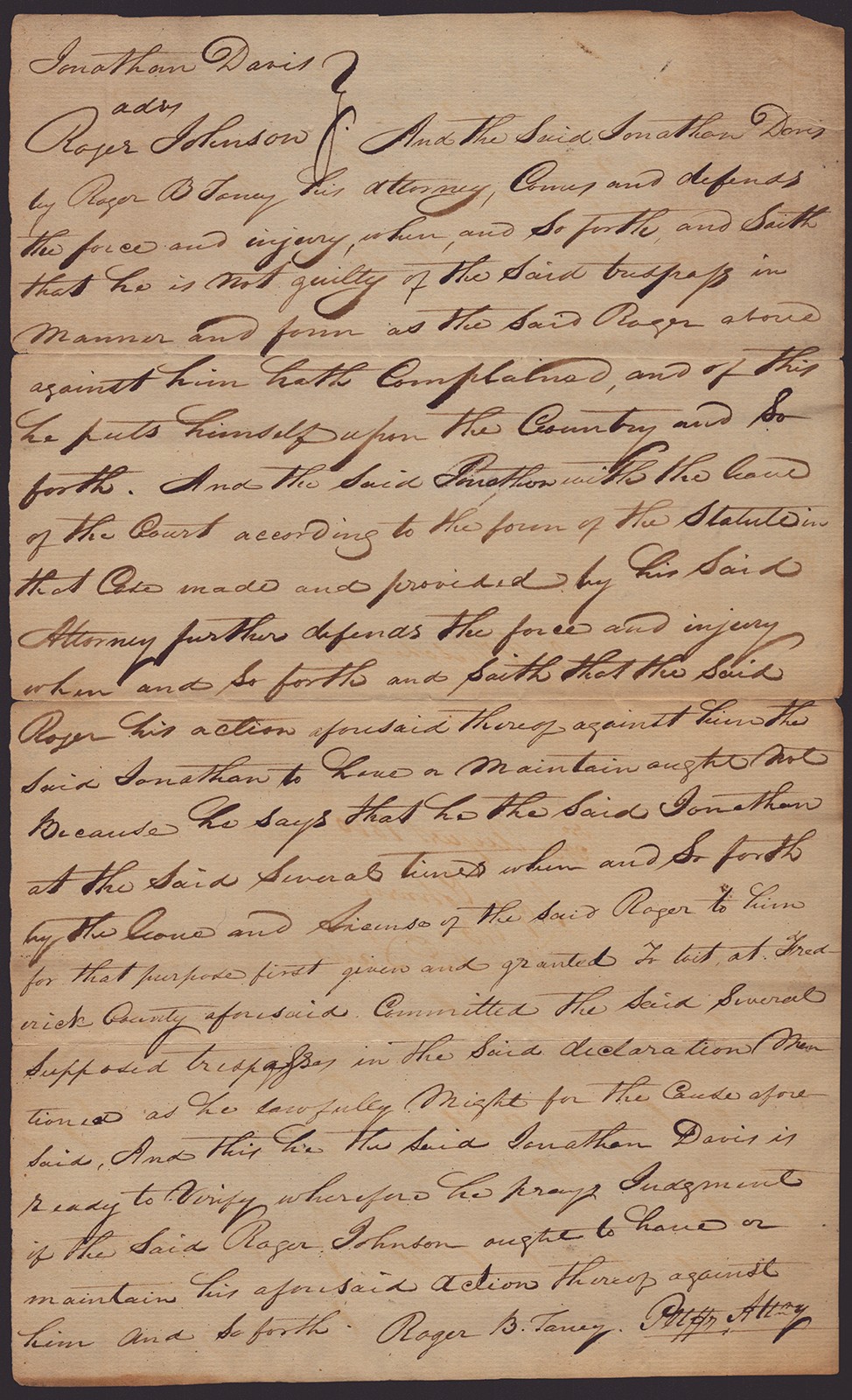 ROGER B. TANEY – AUTOGRAPH MANUSCRIPT DOUBLE SIGNED 6/25