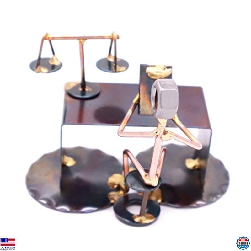 Handcrafted Metal Lawyer Figurine – Unique Welded Art Piece & Desk Accessory