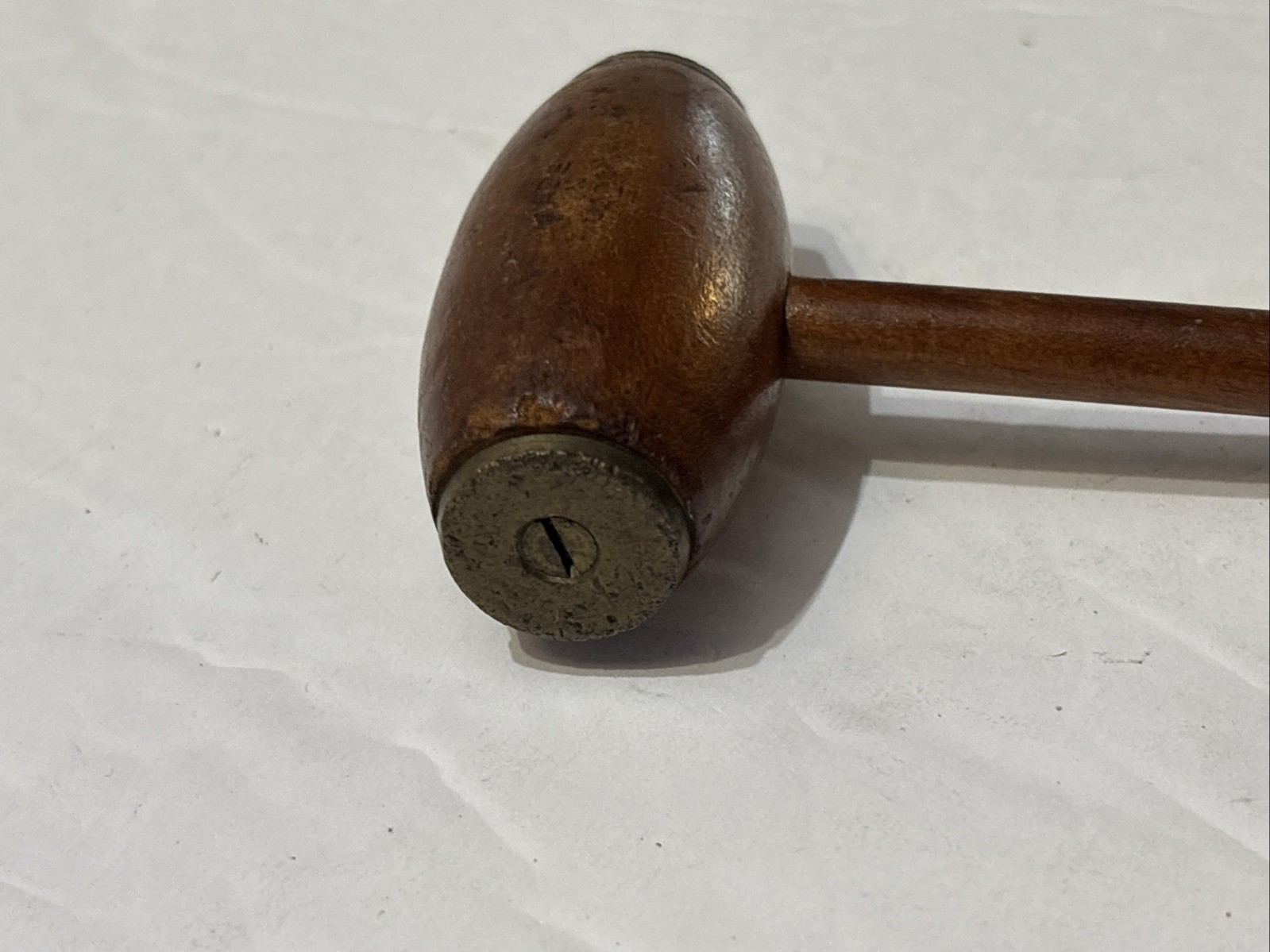 Antique Vintage Auctioneers Wooden Gavel Brass End Tack Hammer