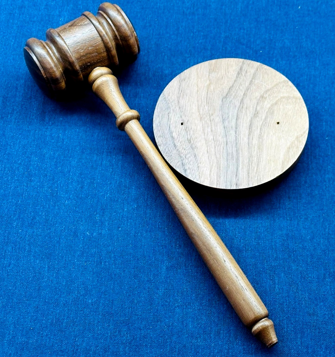 Vtg Wooden Ceremonial Hummer Gavel Judge Chairman Auctioneer Tool w/Sound Block