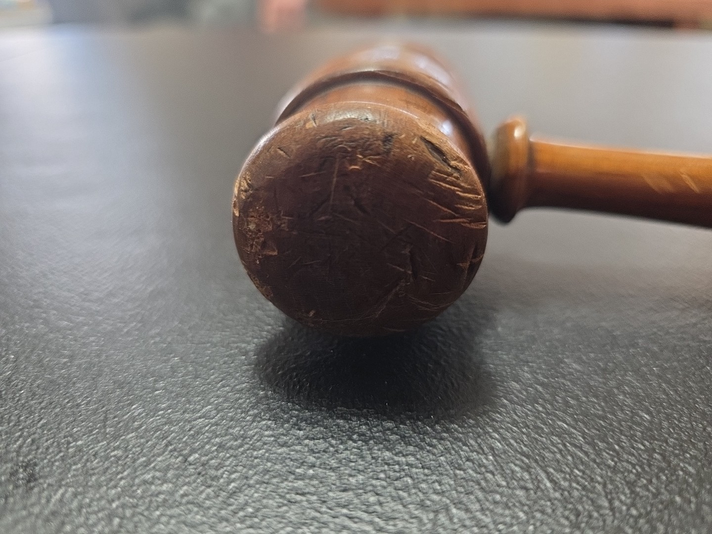 Vintage Wooden Gavel Circular Grooving, 11″ Long