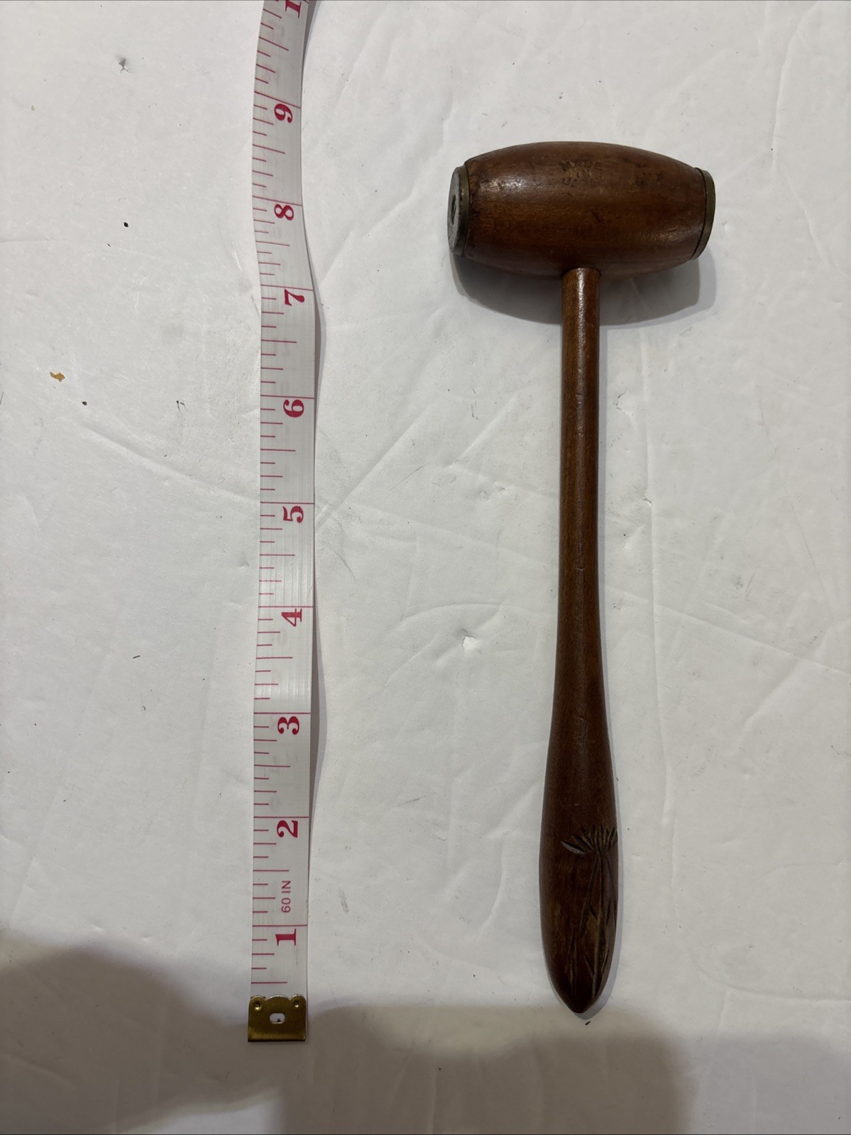 Antique Vintage Auctioneers Wooden Gavel Brass End Tack Hammer