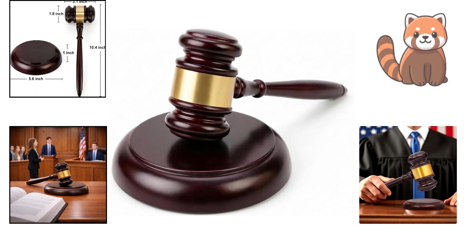 Dark Red Solid Wood Gavel with Sound Block Set – Ideal for Meetings & Gifts