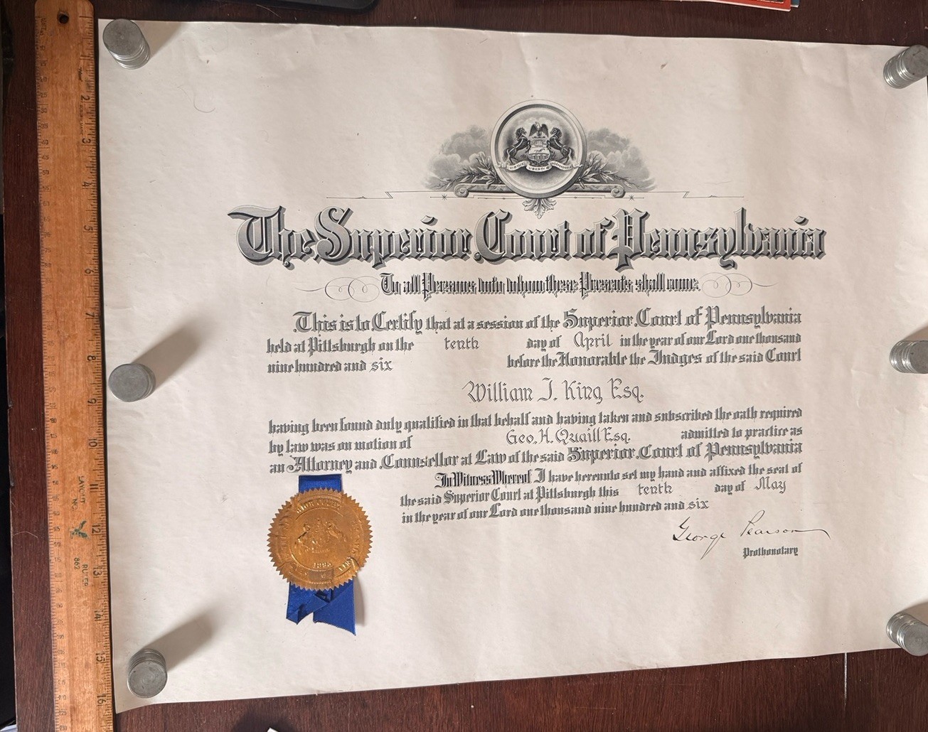 Antique Law School Ephemera Univ Rhode Island Diploma Pennsylvania Bar Equire