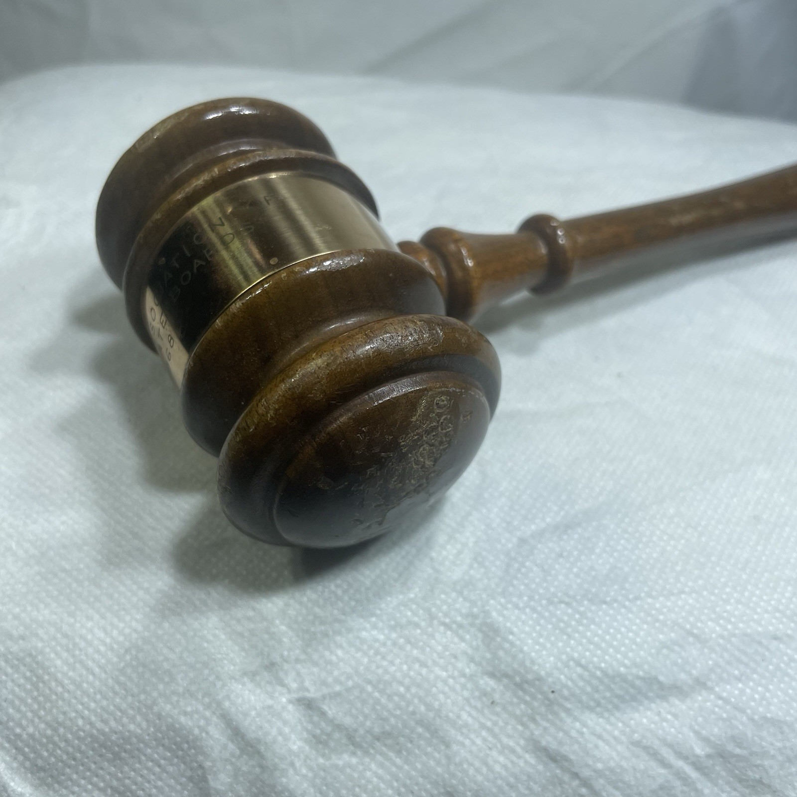 Rare Wood Gavel National Real Estate Board 1968 Brass 1.75″ Diameter 10″ Long
