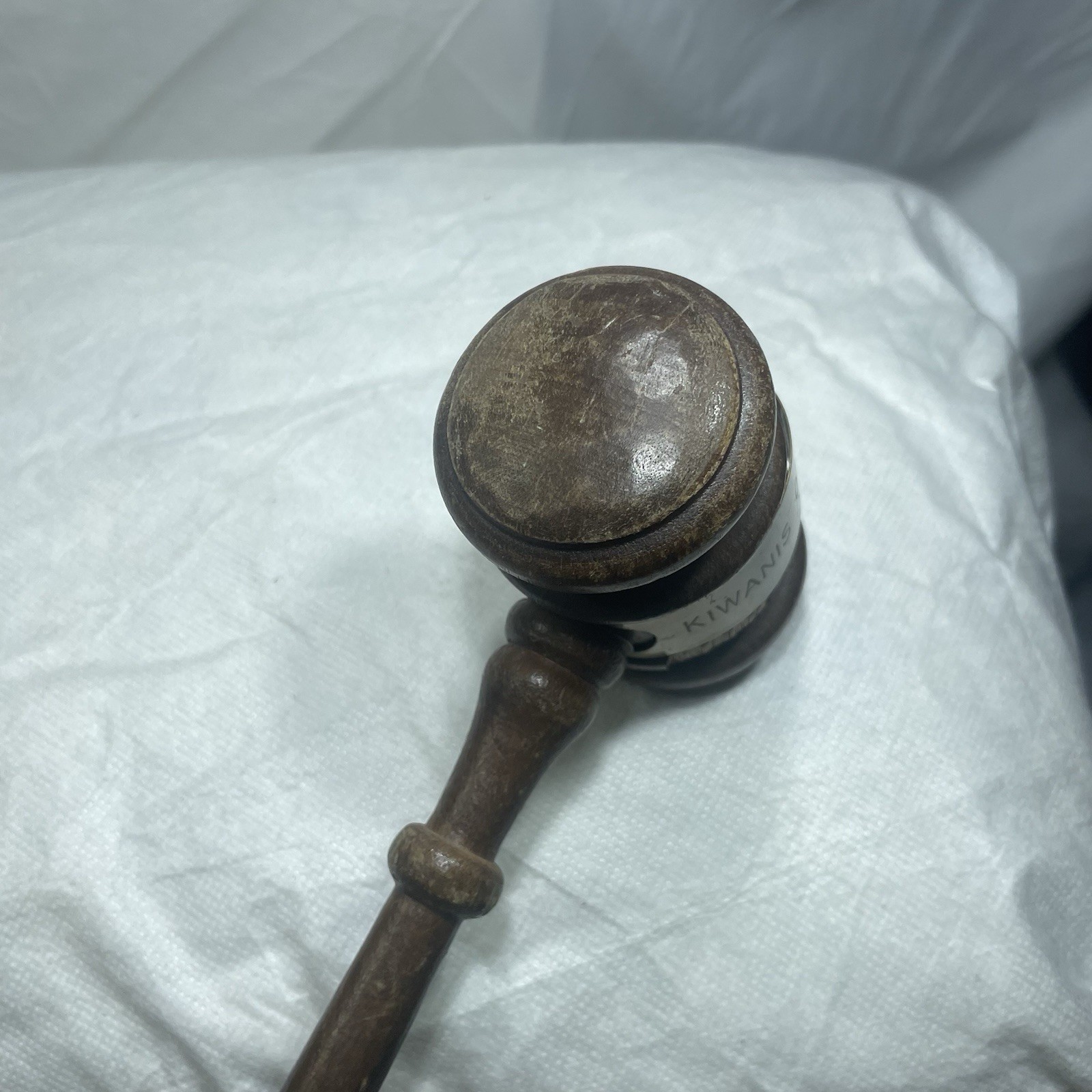 Vintage Kiwanis Wood Gavel Rare Authentic Blue Gold Seal 1.75″ Diameter 10″ Long