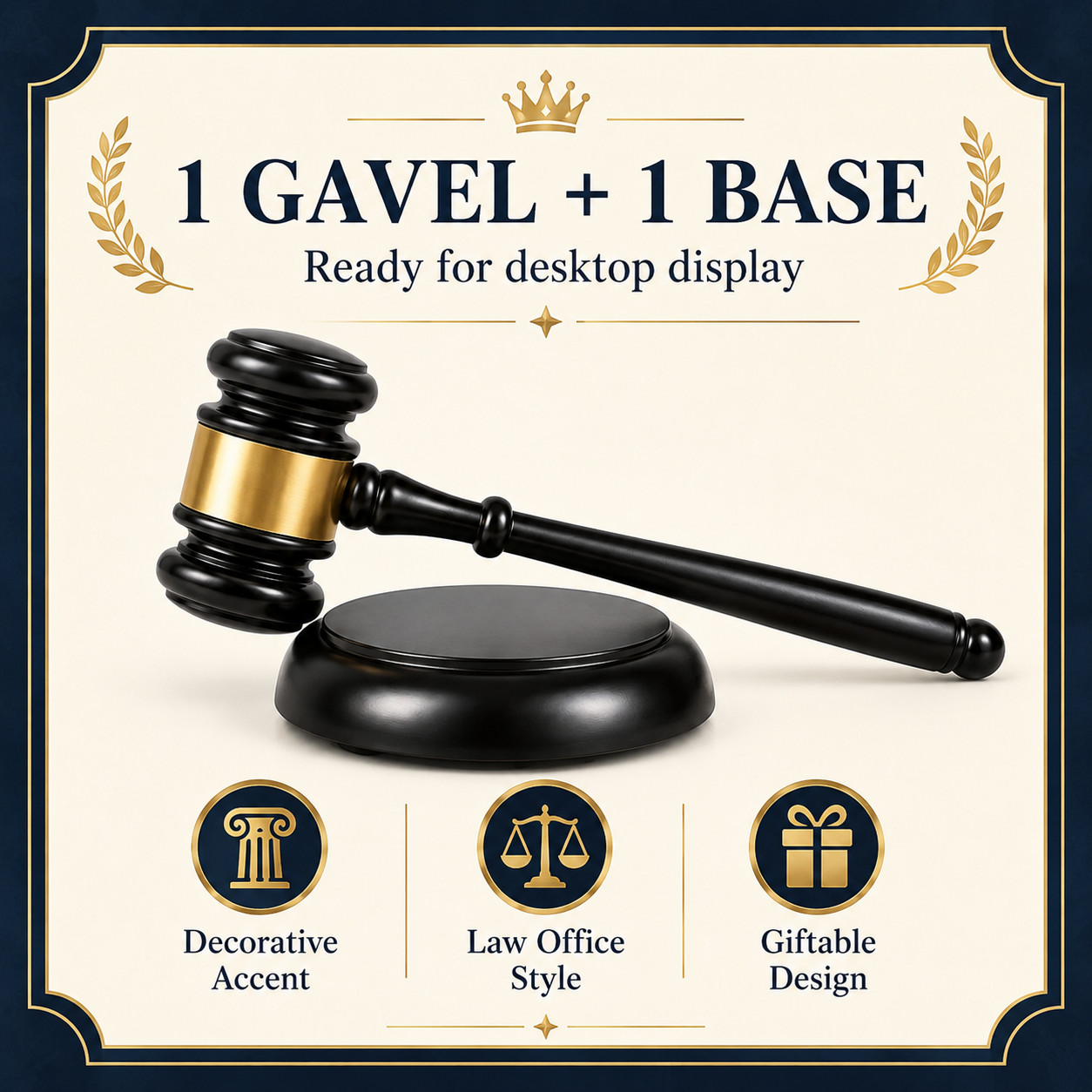Judge Gavel Display Set with Base Elegant Office Desk Decor Gift for Lawyers
