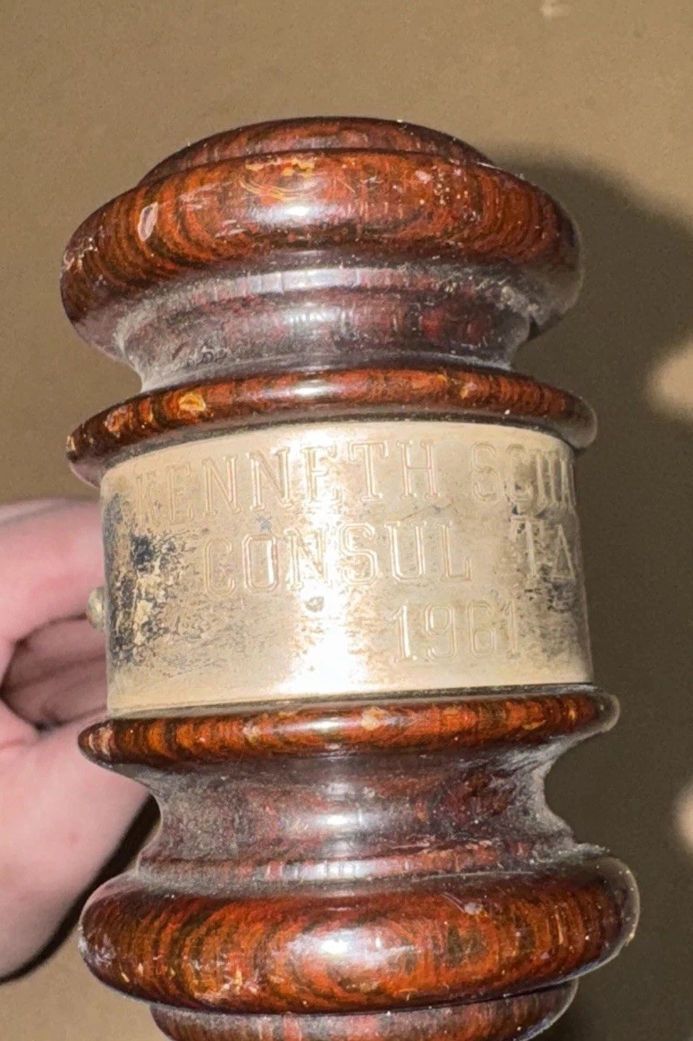 Judge Gaval Wooden With Metal Engraving 1961 10” Mallet
