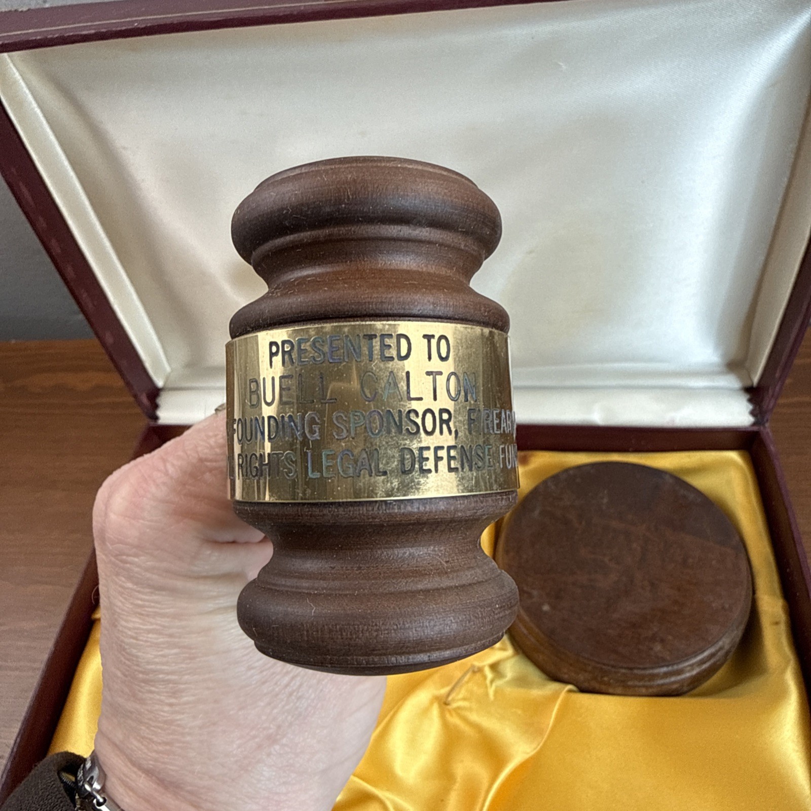 GAVEL Set In Box Wooden Firearms Civil Rights Legal Defense – Buell Carlton