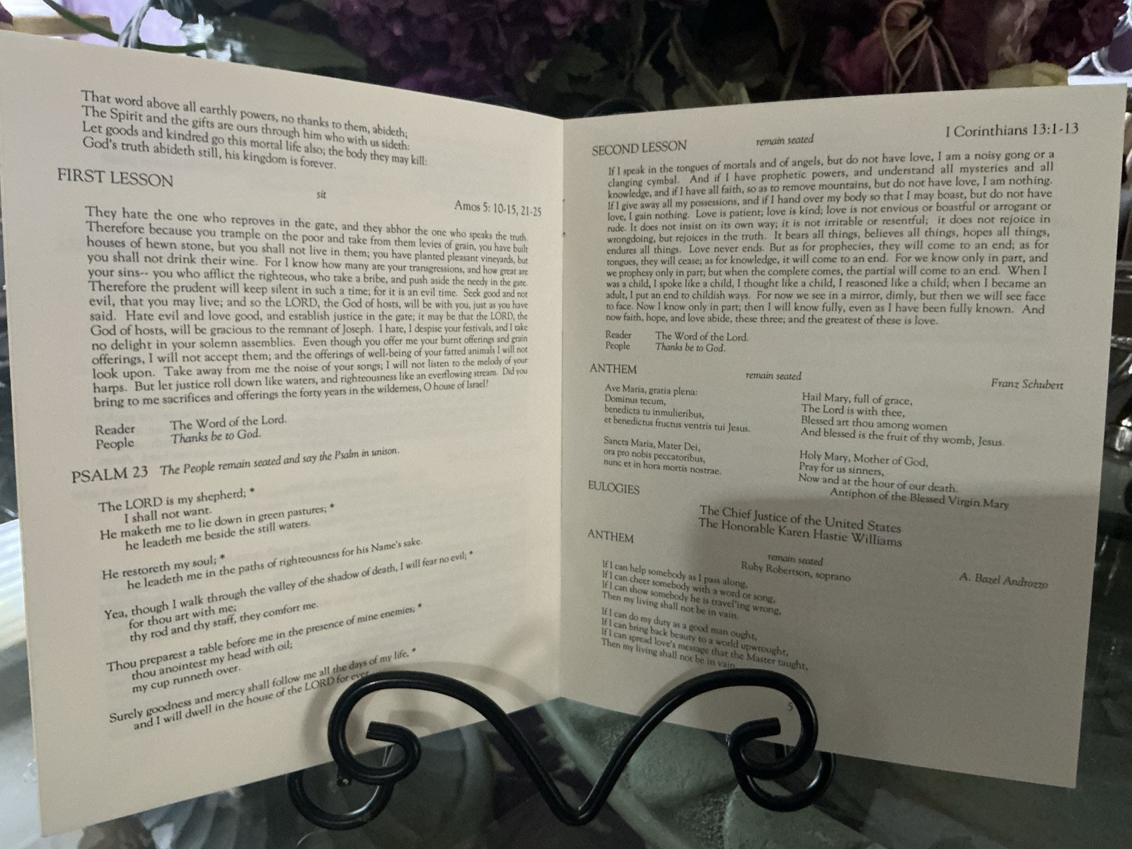RARE THURGOOD MARSHALL ORIGINAL FUNERAL PROGRAM/OBSEQUIES (Unframed)