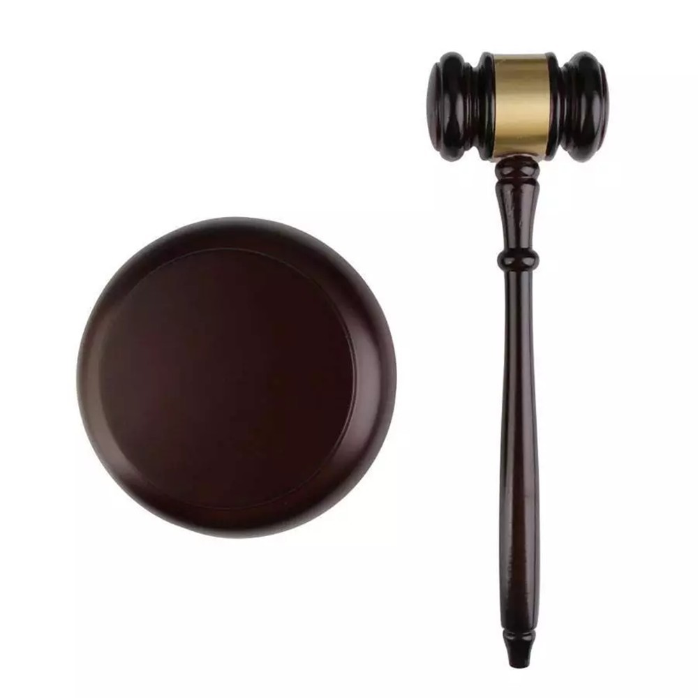 Wooden Gavel Hammer and Sound Block Set Mallet for Lawyer Judge Auction Sale