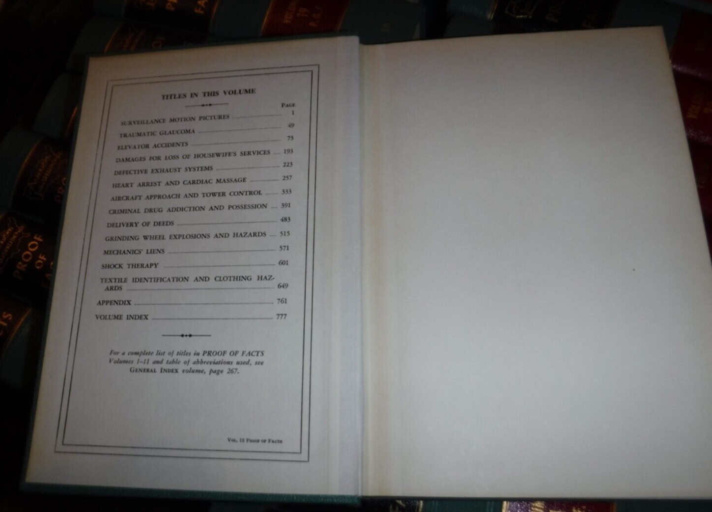 AMERICAN JURISPRUDENCE PROOF OF FACTS VOL 12 – 30 & INDEX : 20 LAW BOOKS