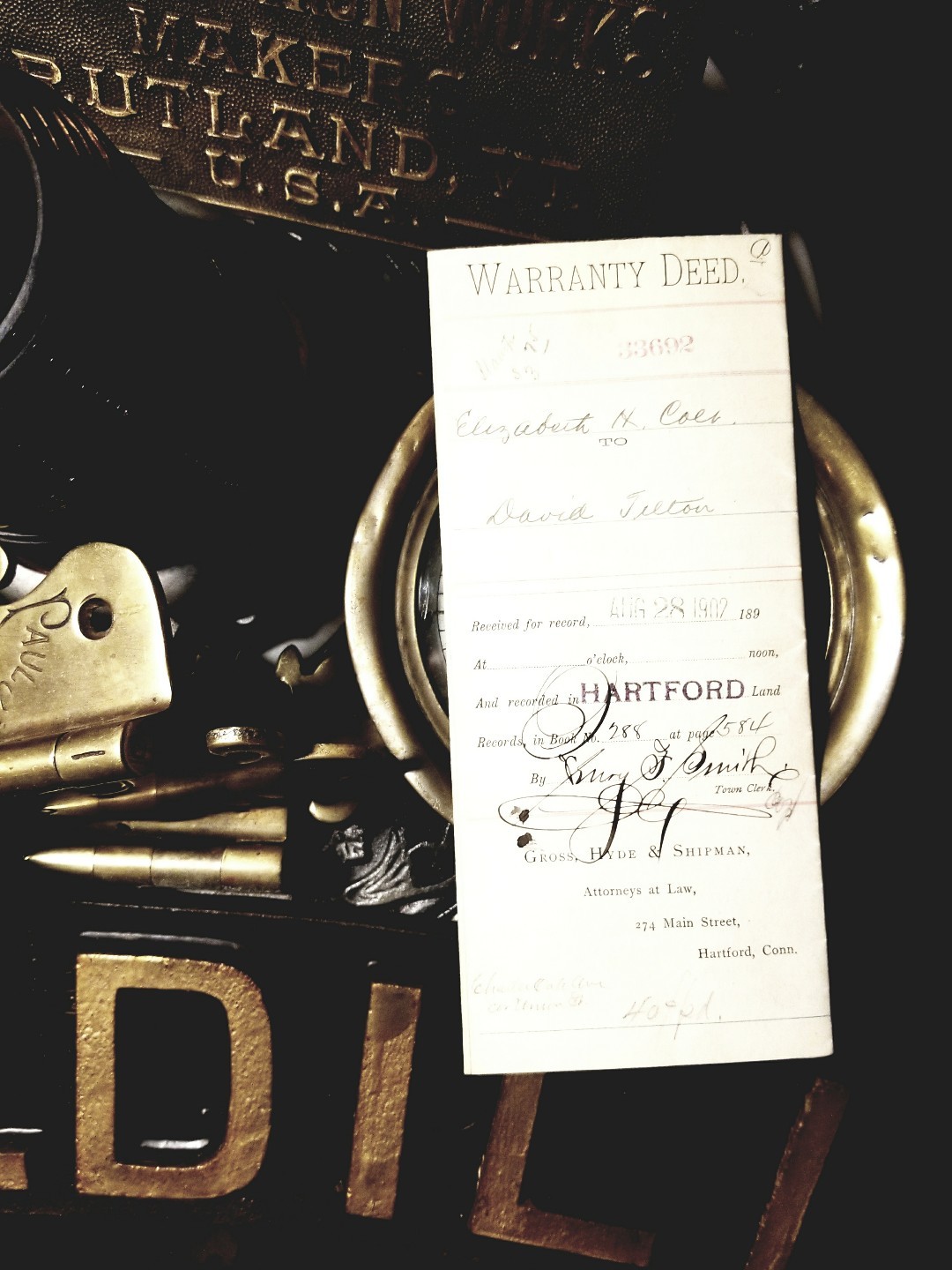 Elizabeth Hart Jarvis Colt Armory HARTFORD Ct C1901 HISTORIC Antique Deed