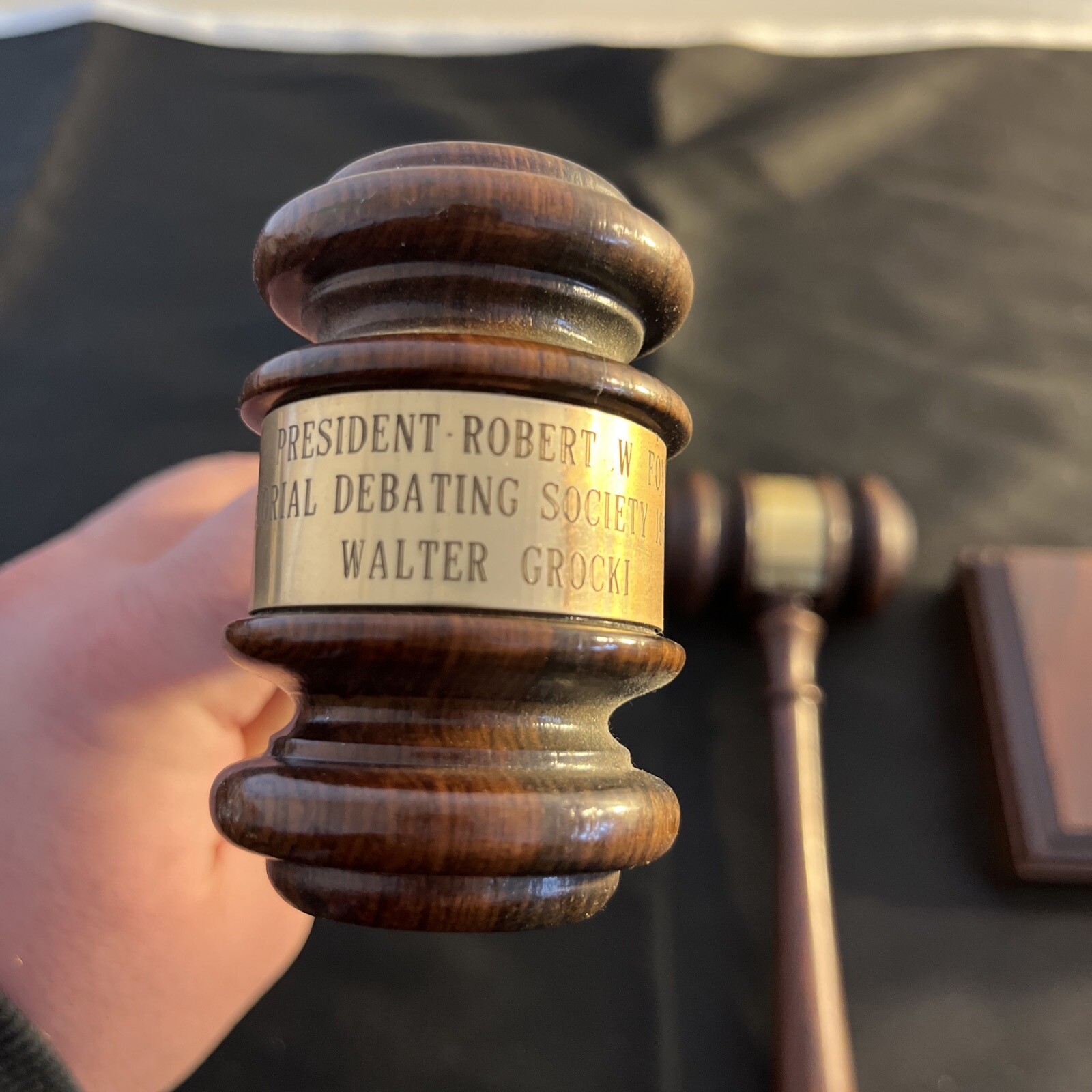 Pair Vintage Debate Team 1960s Wooden Authentic Gavel 10.5” With Base