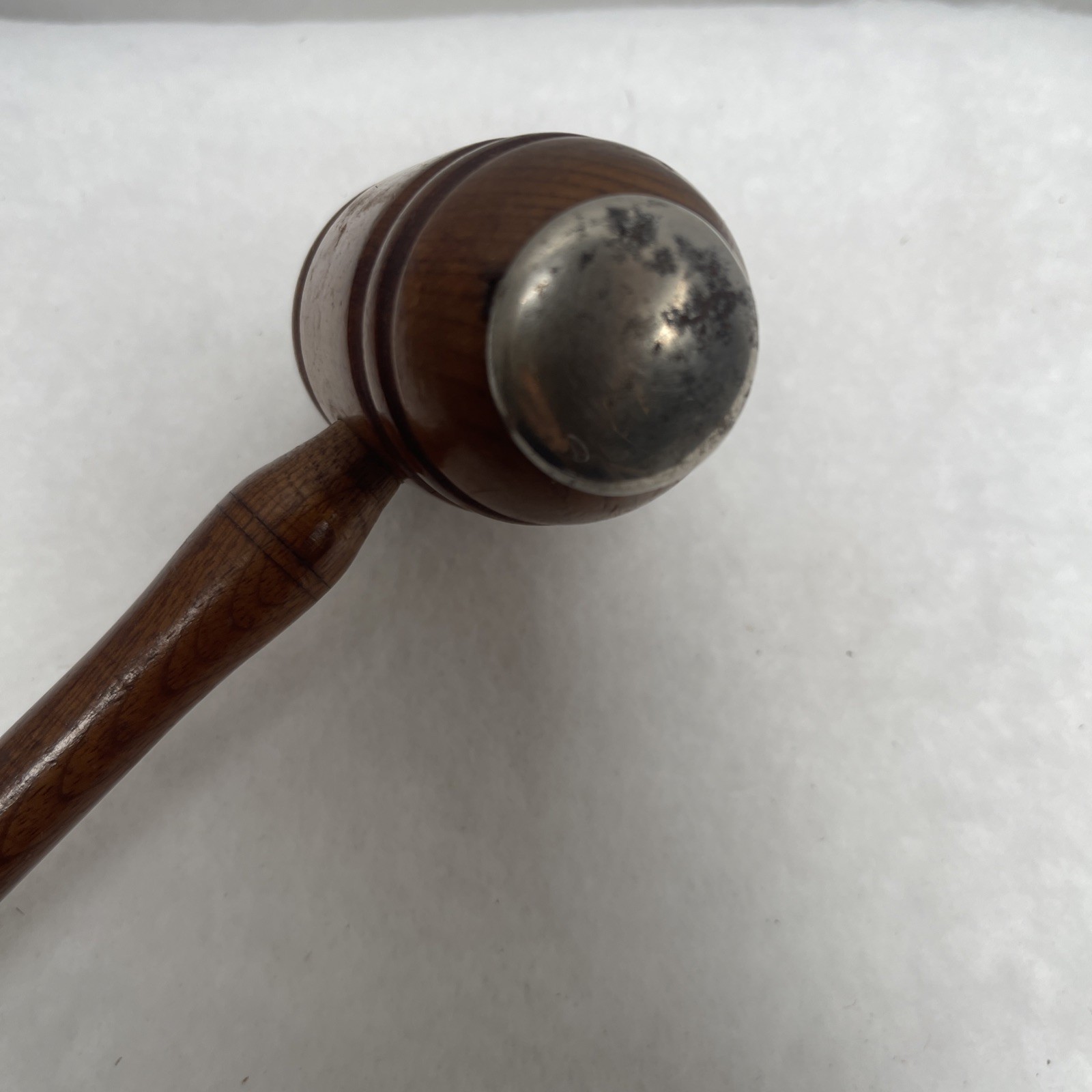 Vintage Judge/Auctioneer Gavel With Metal Strike Plates