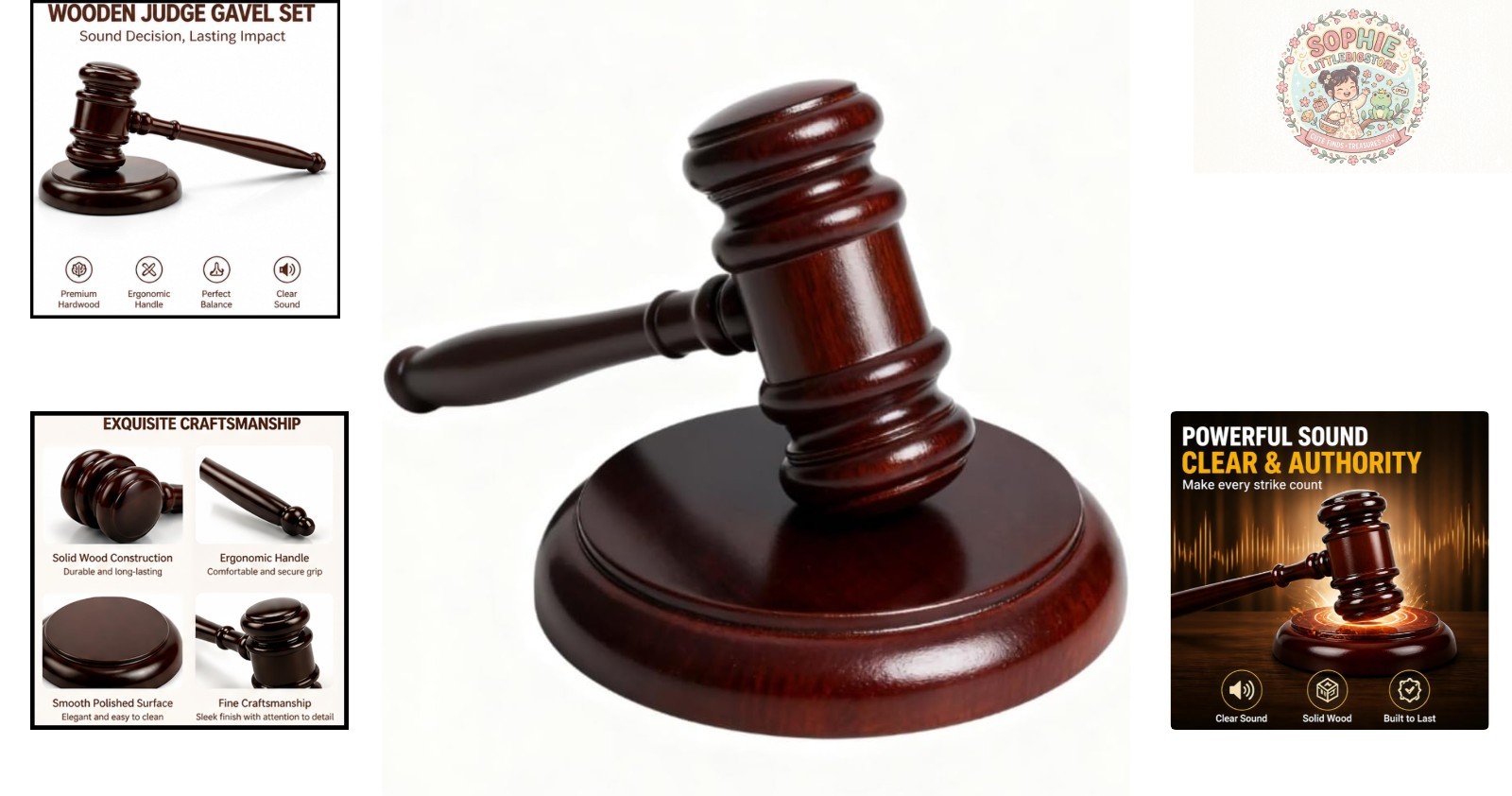Luxury Red Wooden Gavel with Sound Block – Perfect Gift for Judges and Attorneys