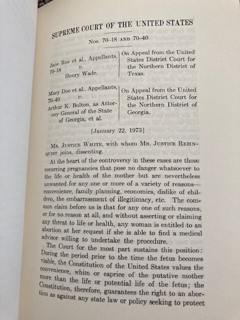 Original 1973 Landmark RARE Slip Opinion ROE v. WADE – Abortion US Supreme Court