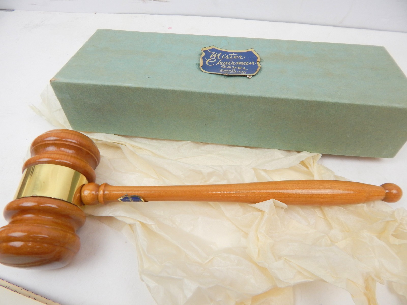 7G Mister Chairman Gift Wooden Gavel Marion Key Co USA In Box Judge Lawyer Law