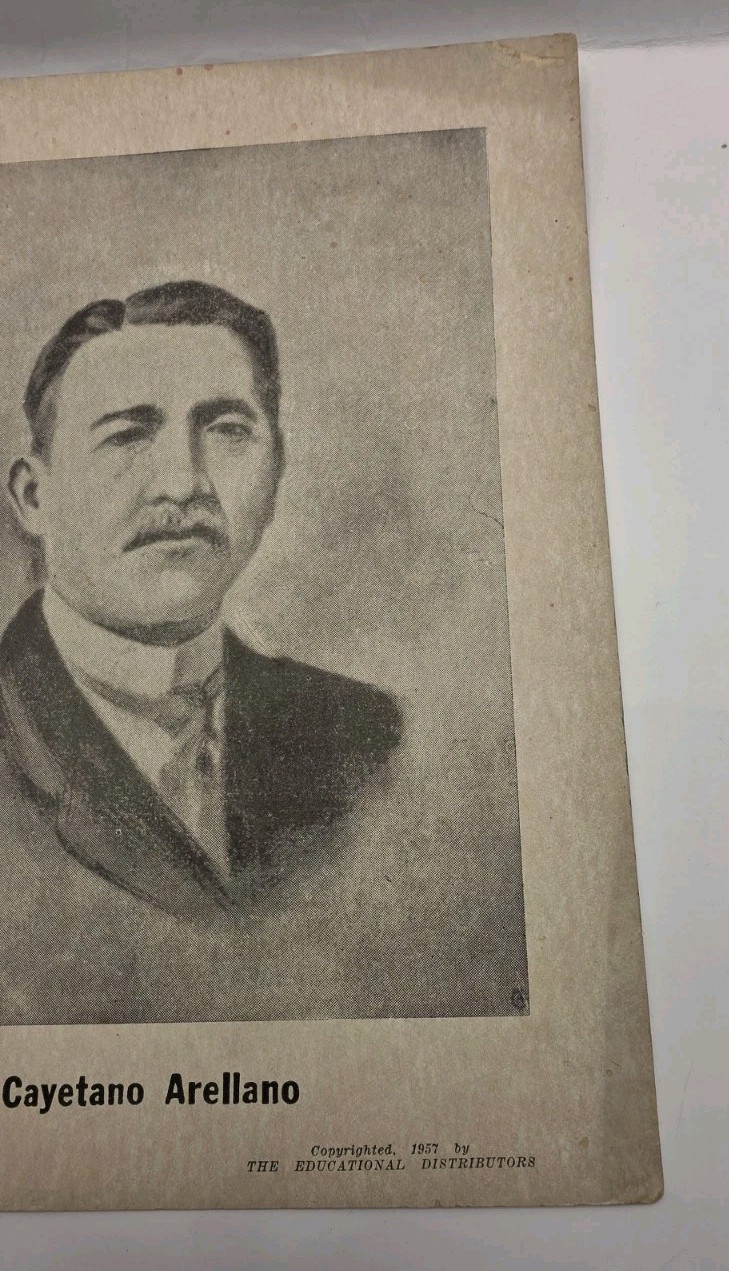 1957 Philippines First Chief Of Justice Cayetano Arellano Educational Poster.