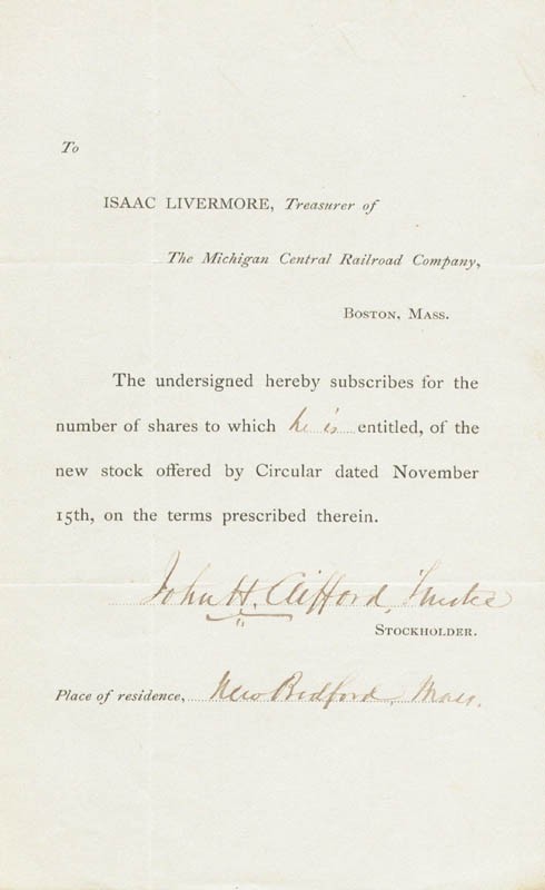 JOHN H. CLIFFORD – DOCUMENT SIGNED