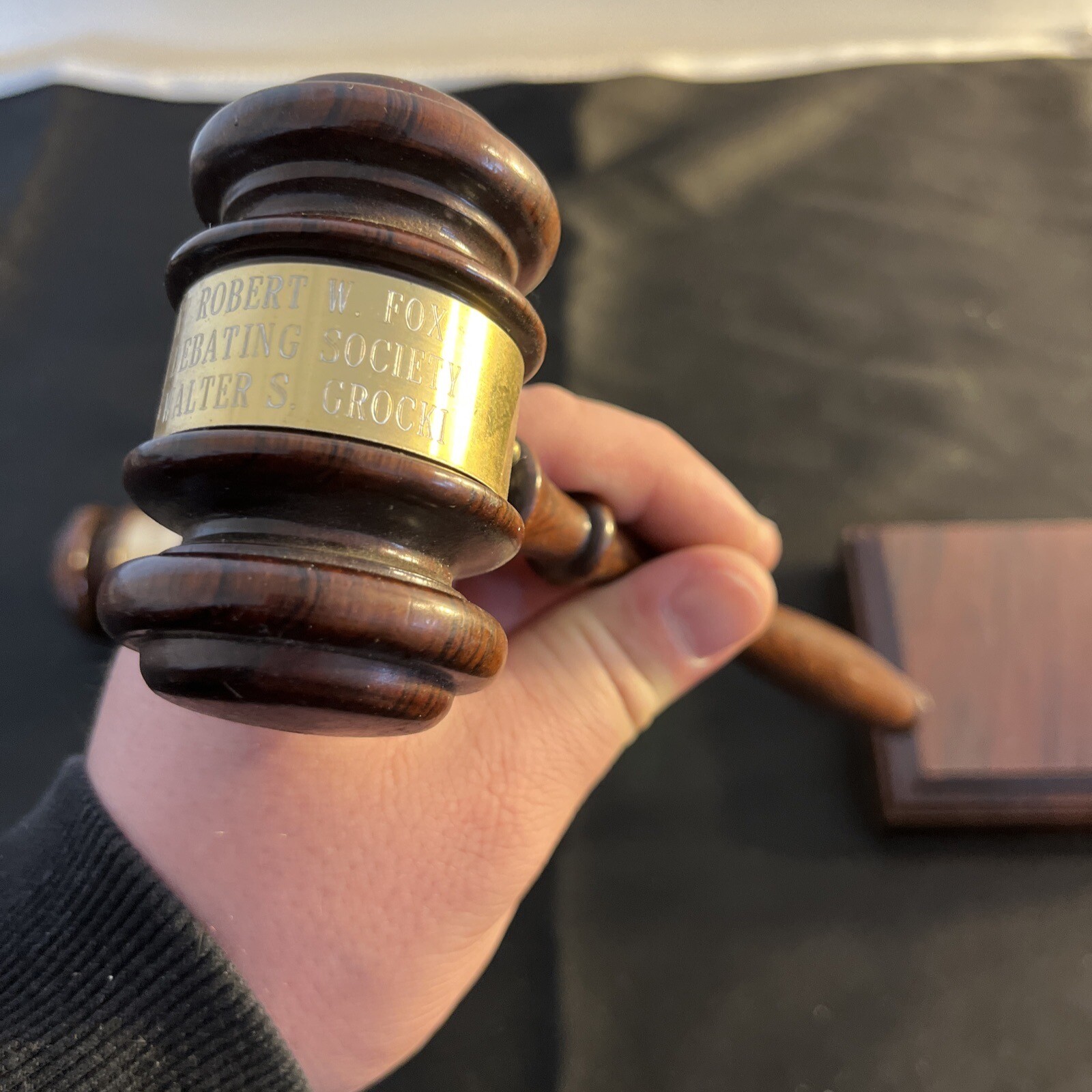 Pair Vintage Debate Team 1960s Wooden Authentic Gavel 10.5” With Base
