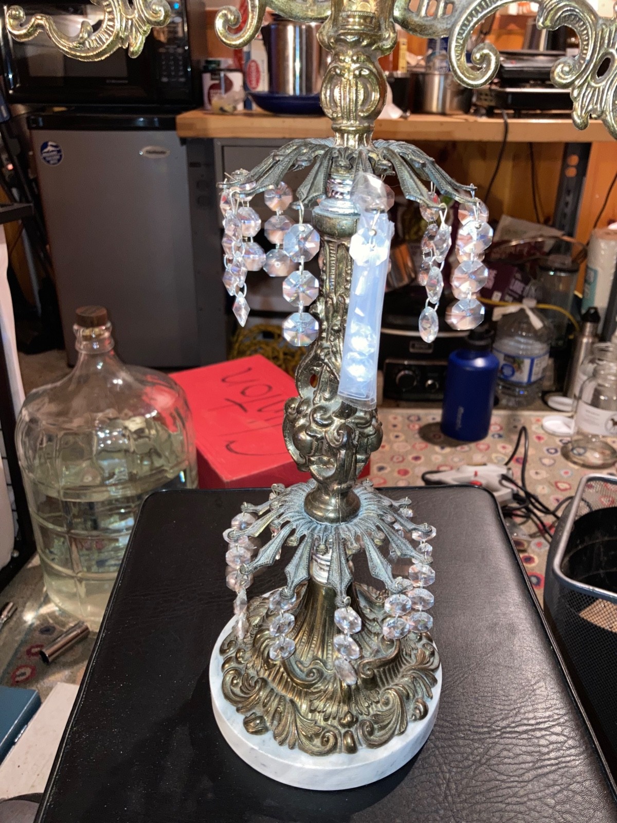 Scale Of Justice ANTIQUE L&L WMC GLASS CRYSTAL BRASS MARBLE 18.5” Tall
