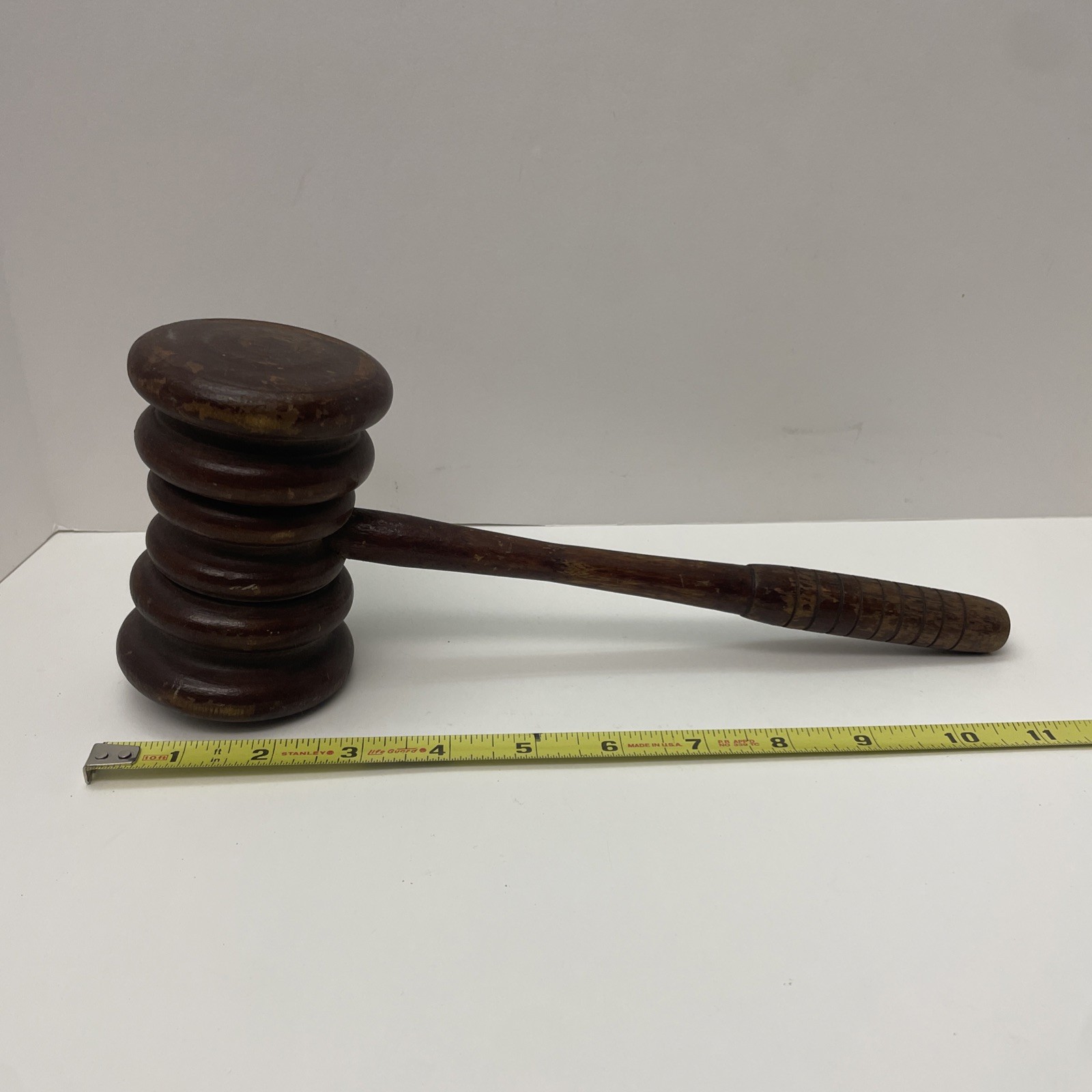 Vintage Wooden Gavel Wood Judge Auctioneer Mallet 11” Meeting Hammer
