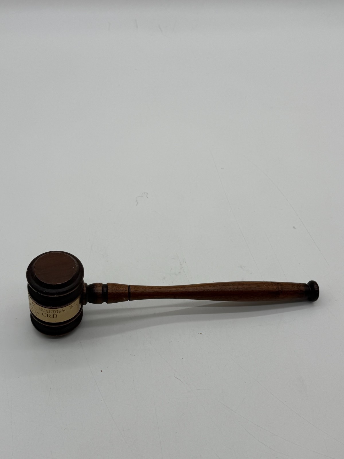 Vintage Wood Presentation Gavel Brass Band Worcester Board of Realtors 1992
