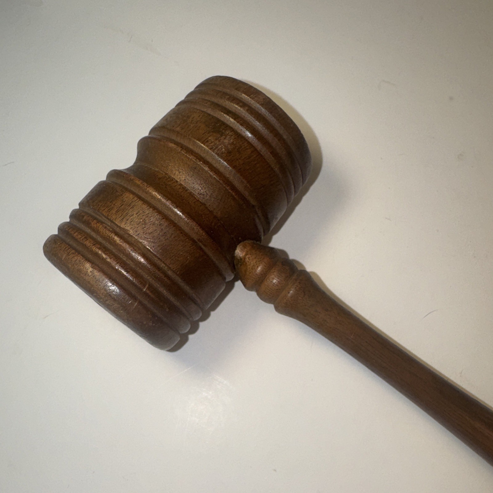 Vintage Wood Gavel 9 Inch Long Fraternal Judge Lawyer Auctioneer USA