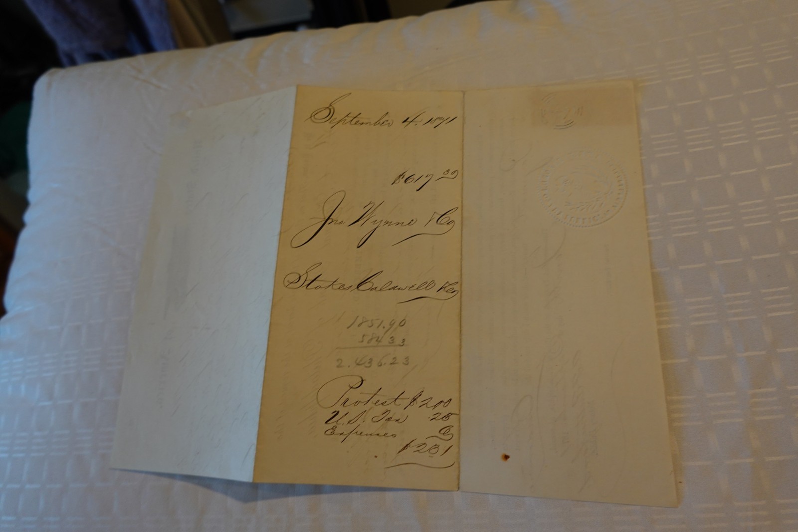 Antique 1871 Notary Public Promissory Note Rutherford with 25 cent stamp