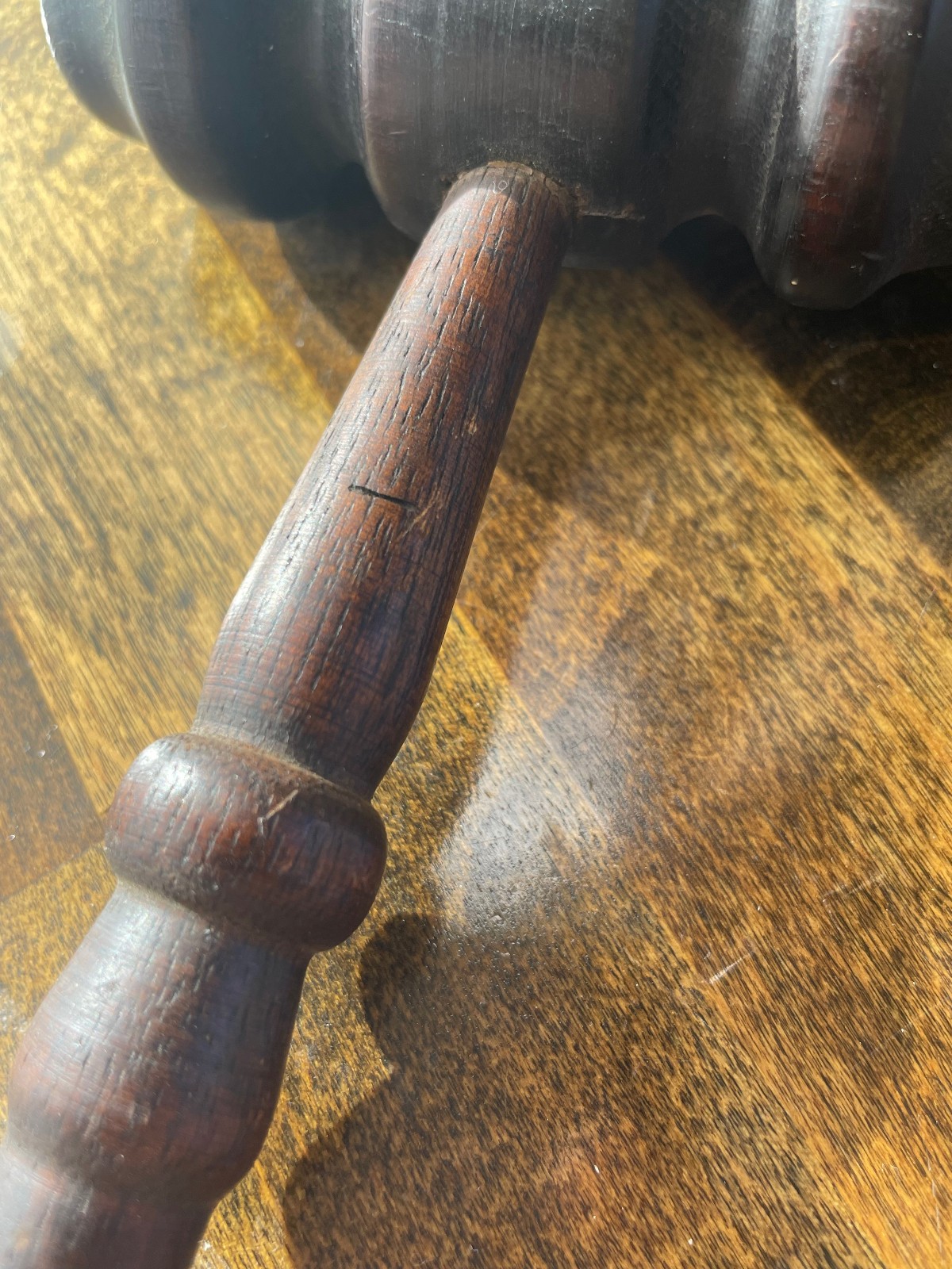 Antique 19th Century Solid Wood Gavel – Large, Hand-Turned