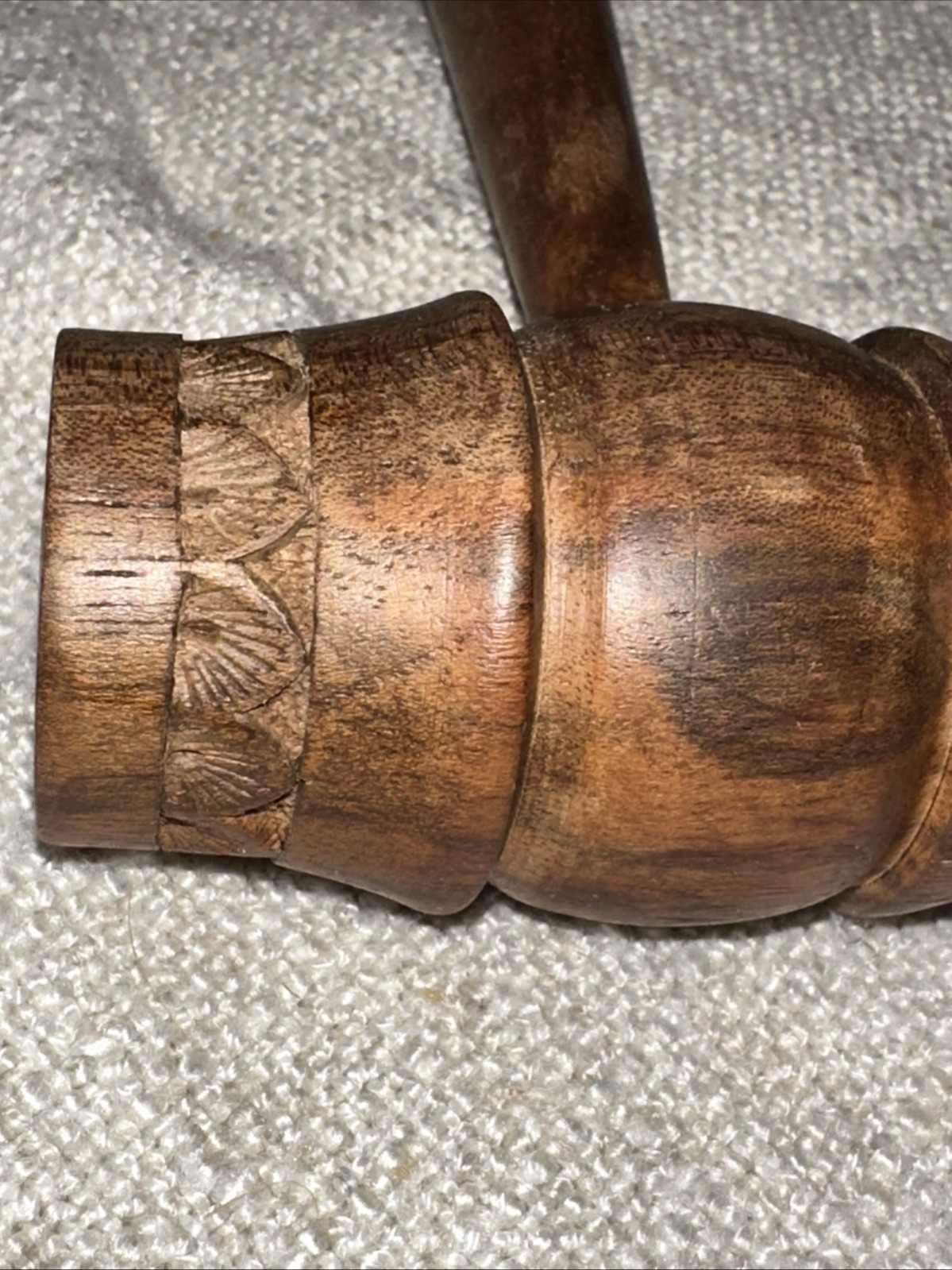Vintage Decorative Wooden Mallet Hand Turned Carved Barrel Form Gavel