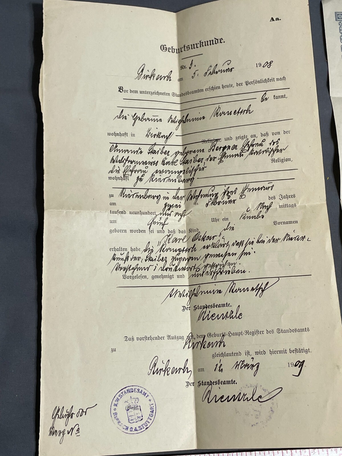 1896 Missouri UNITED STATES CITIZENSHIP Certificate Document German 44 Star Flag