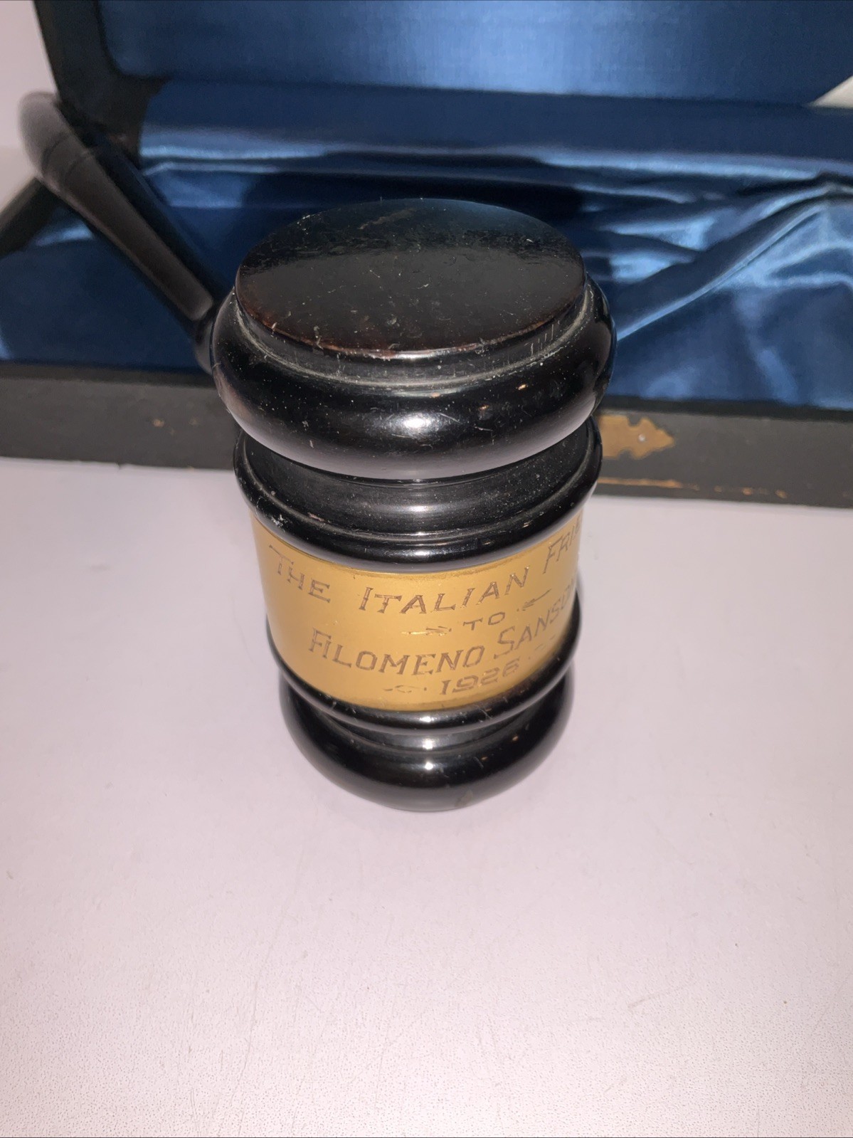 Antique 1926 Presentation Gavel w/ Case Italian Friends Filomeno Sammartino